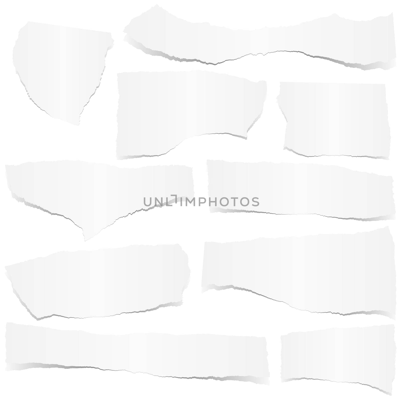 collection of white colored scraps of papers with shadow