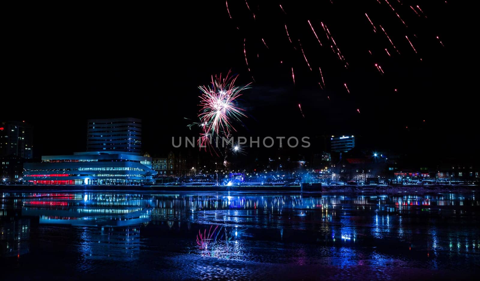 Downtown Umea with Fireworks