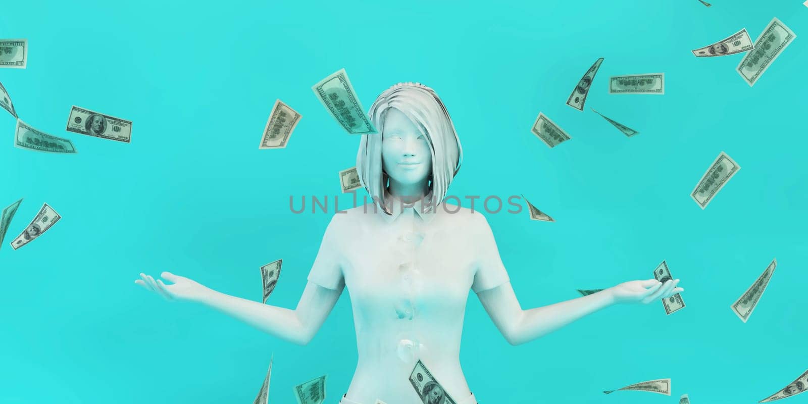 Easy Money and Cash with Happy Businesswoman