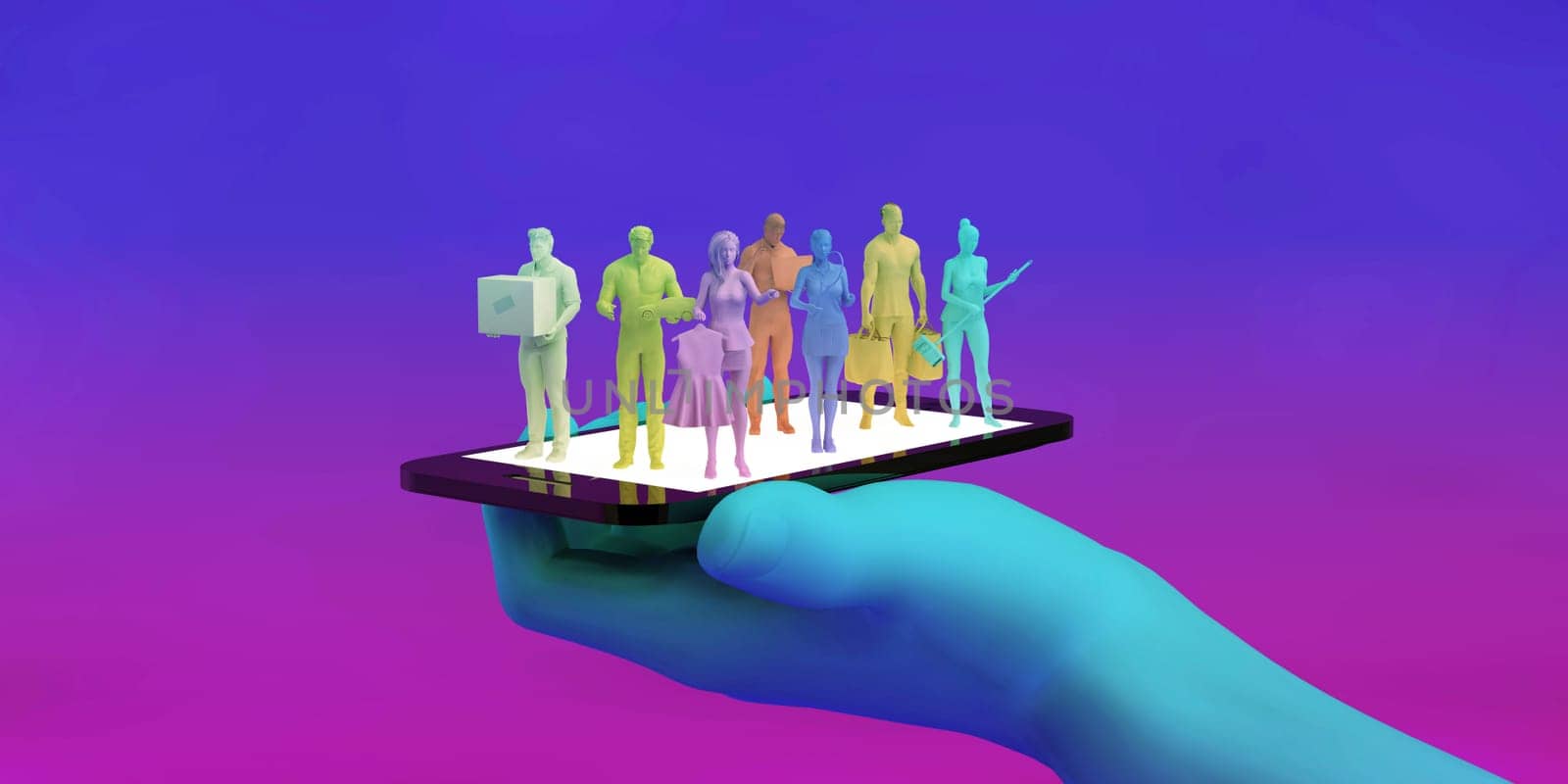 Gig Economy Overview Industry with Businessman Using Smartphone
