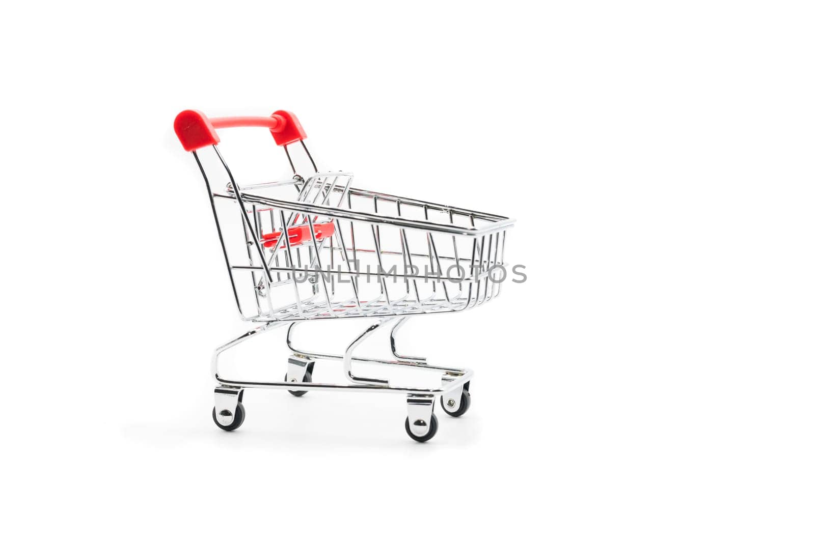 Empty shopping cart trolley isolated on white backgrounds