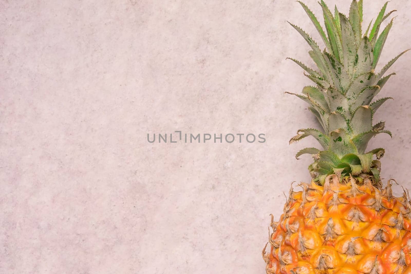 Tropical and Seasonal Summer Fruits. Pineapple with blank space backgrounds, Healthy Lifestyle. Flat Lay