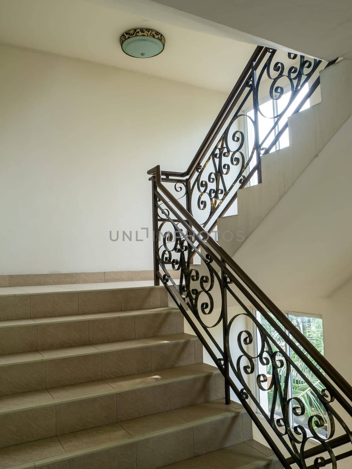 The Marble staircase with stairs in luxury hall