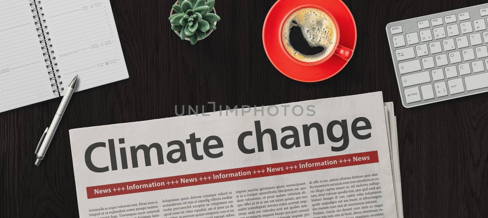 Newspaper on a desk - Climate change