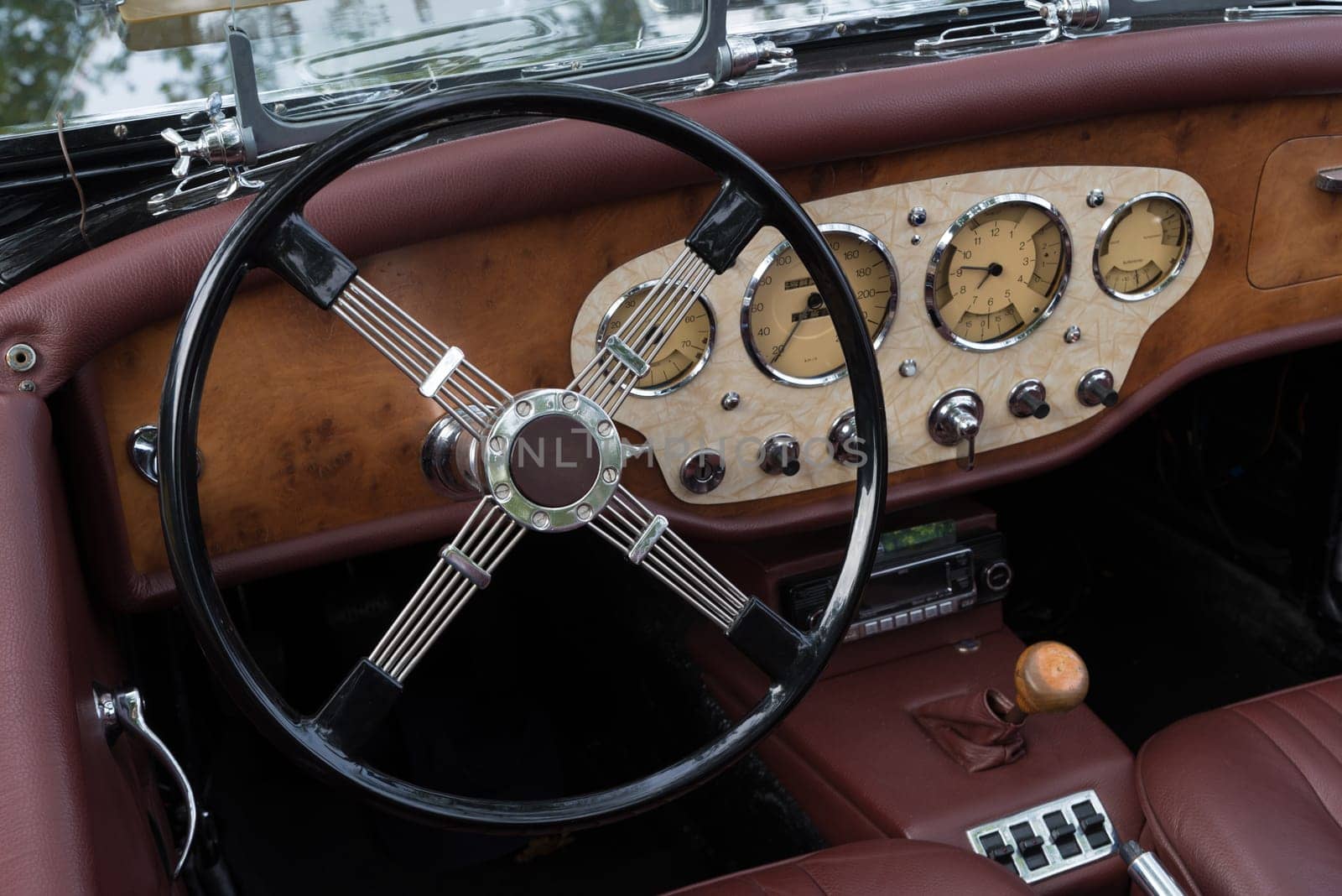 USSELO, NETHERLANDS - OCTOBER 21, 2018: vintage dashboard of an oldtimer car at an exhibition for classical cars
