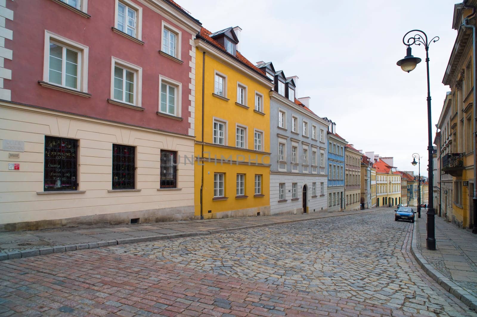 empty street in the old town of warsaw, poland