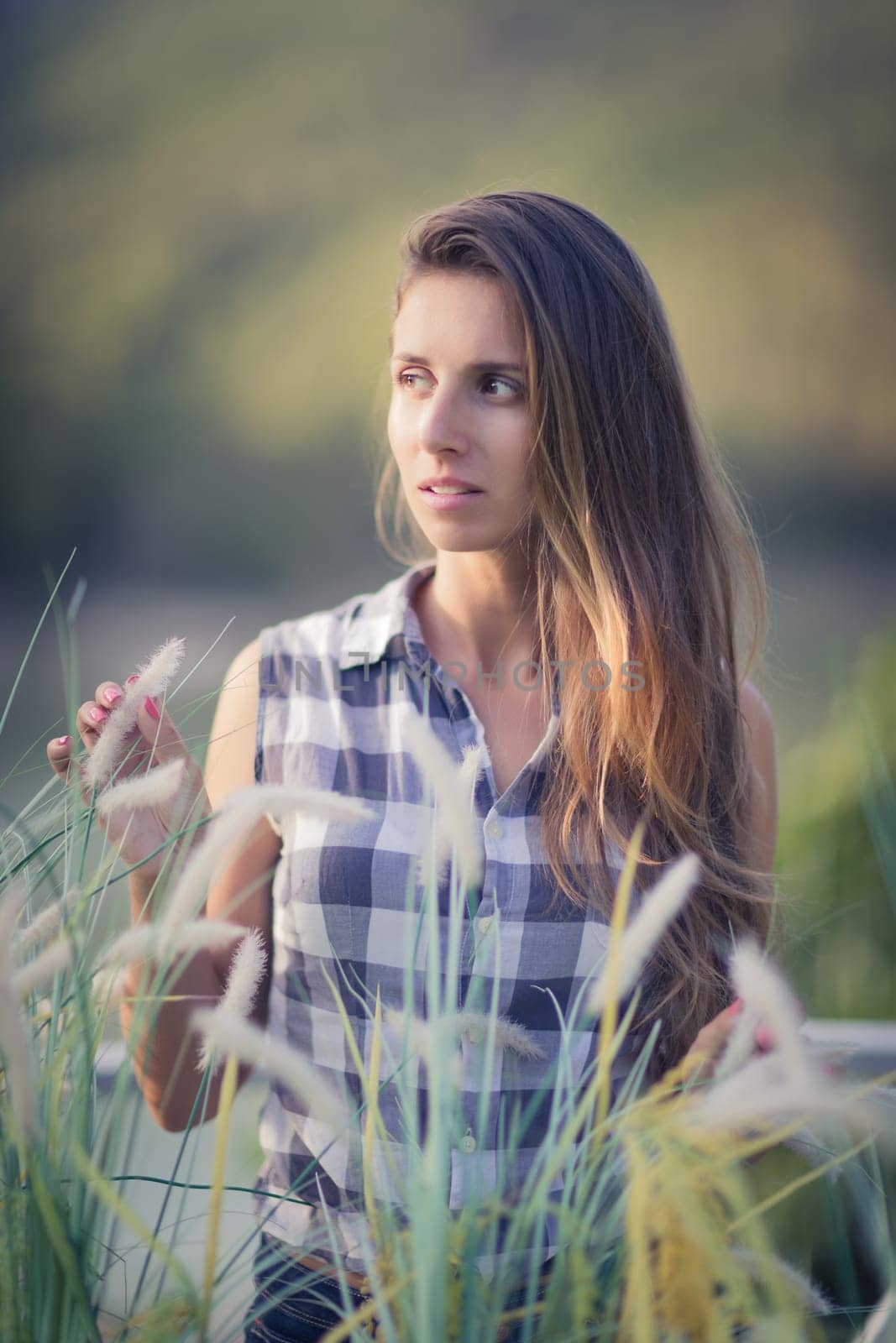 Fashion portrait of a beautiful woman outdoor. Natural beauty