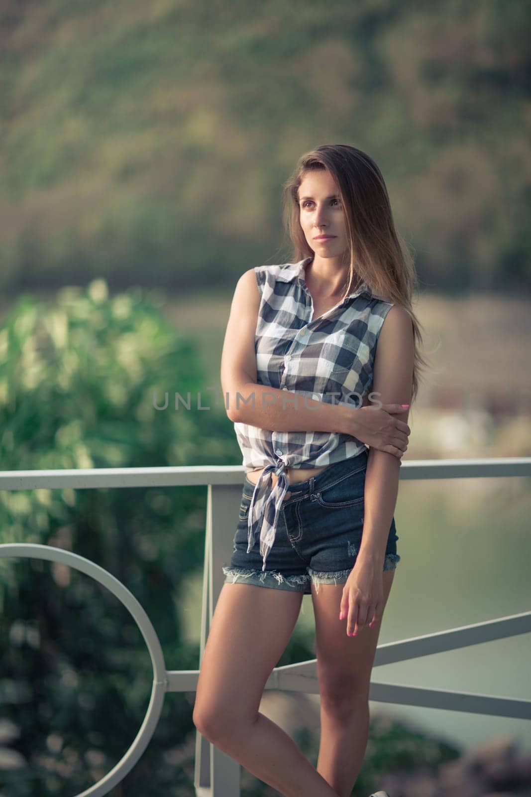 Fashion portrait of a beautiful woman outdoor. Natural beauty