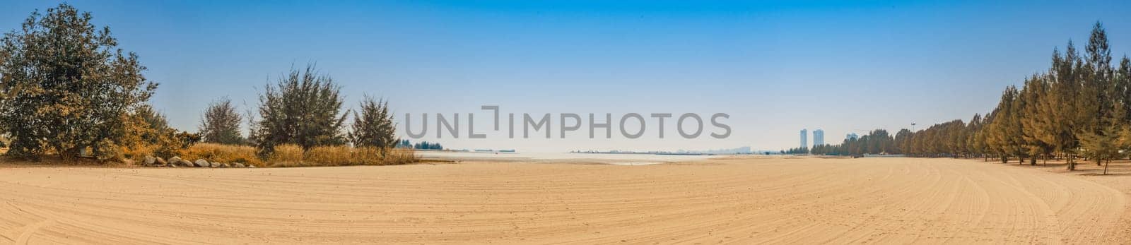 Klebang Beach. Public beach of Malacca. Panorama