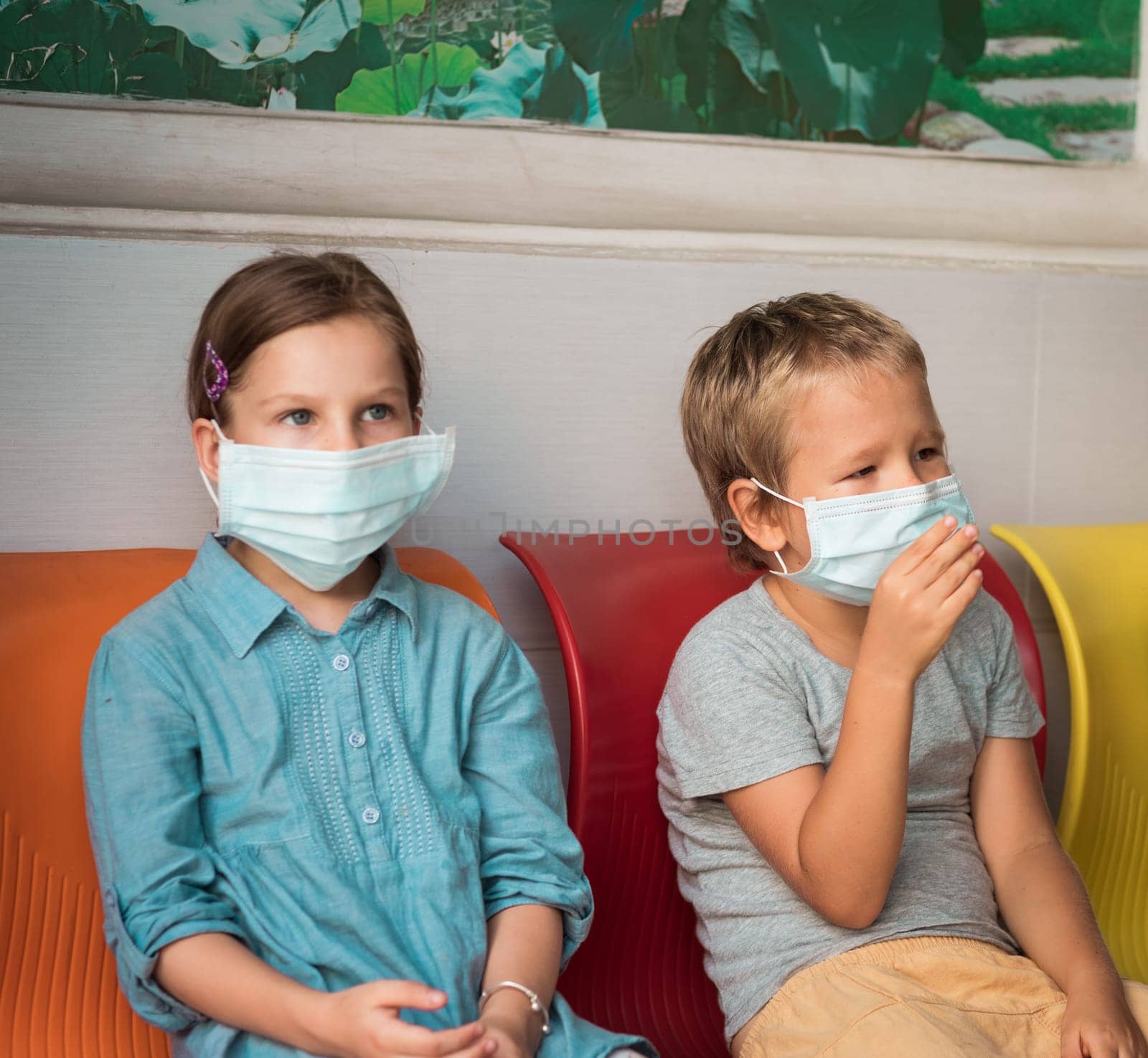 Man wearing facial disposable mask to avoid viral infection. Virus protection