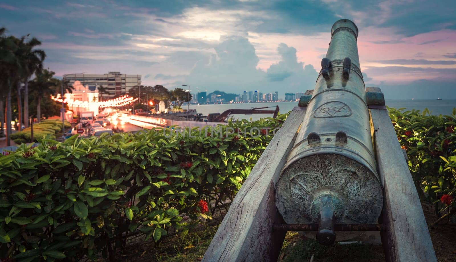 Fort Cornwallis, bastion fort in George Town, Penang, Malaysia. Panorama