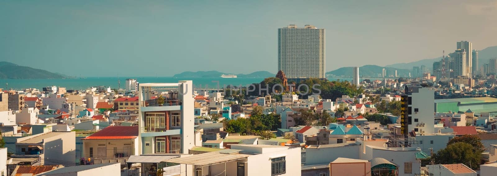 Nha Trang city view from the mountain. Panorama