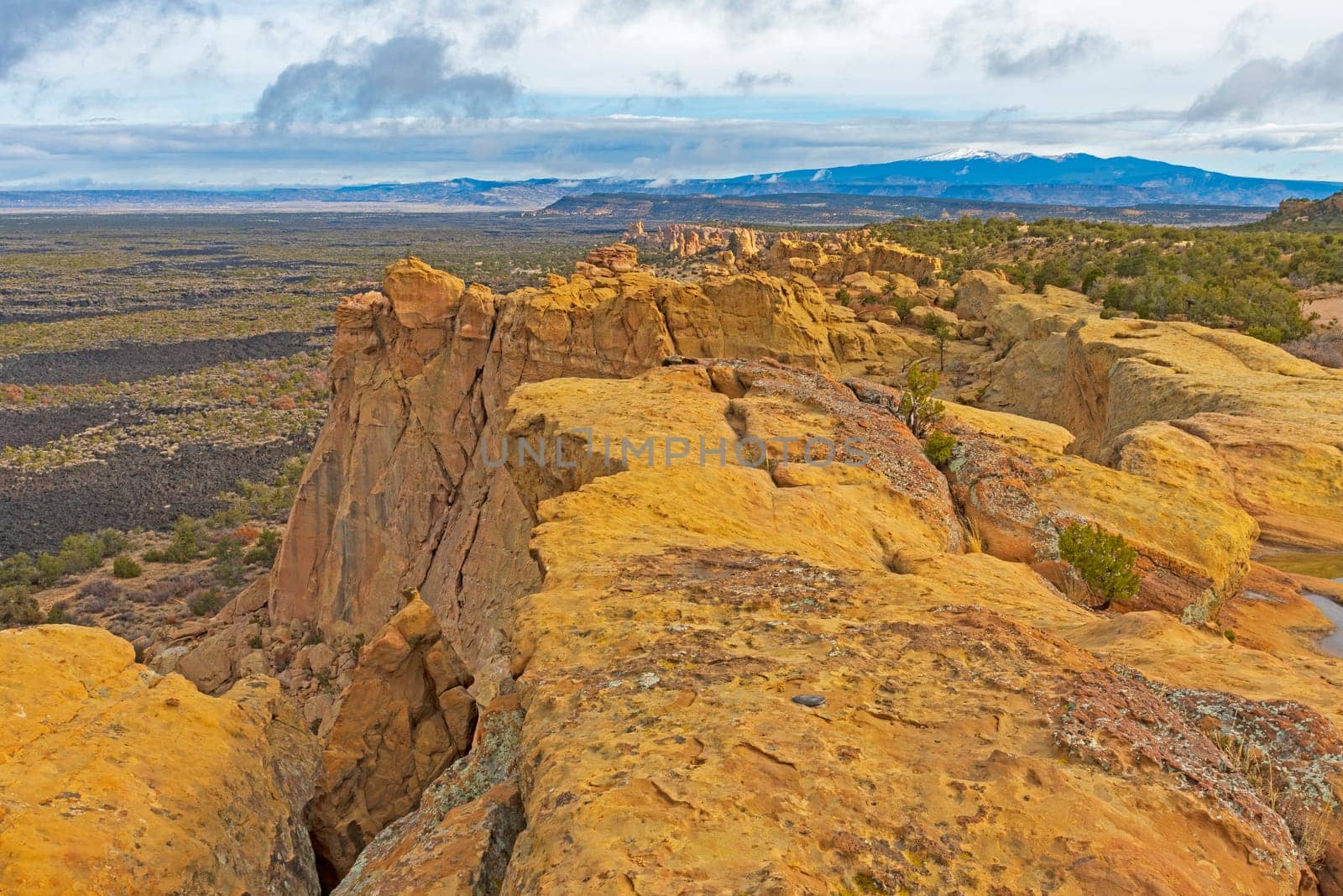 Sandstone Bluff above the Lava Fields in El Malpais National Monument in New Mexico