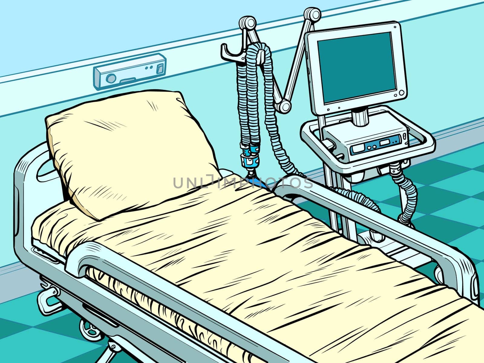 medical ventilator machine. Pop art retro vector illustration kitsch vintage 50s 60s style