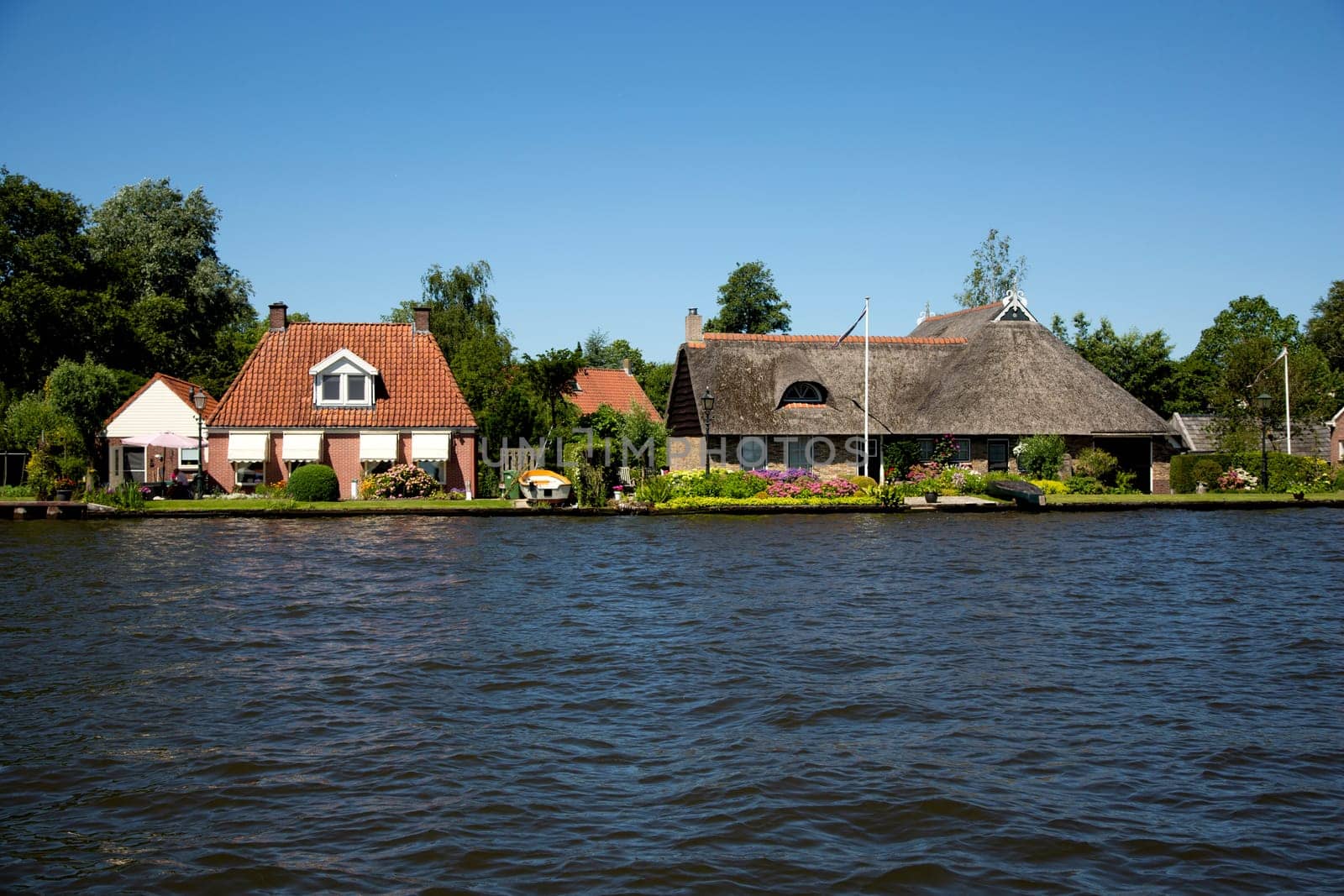 Leeuwarden, The Netherlands - June 30 2019, Homes on the waterfront, the Netherlands..