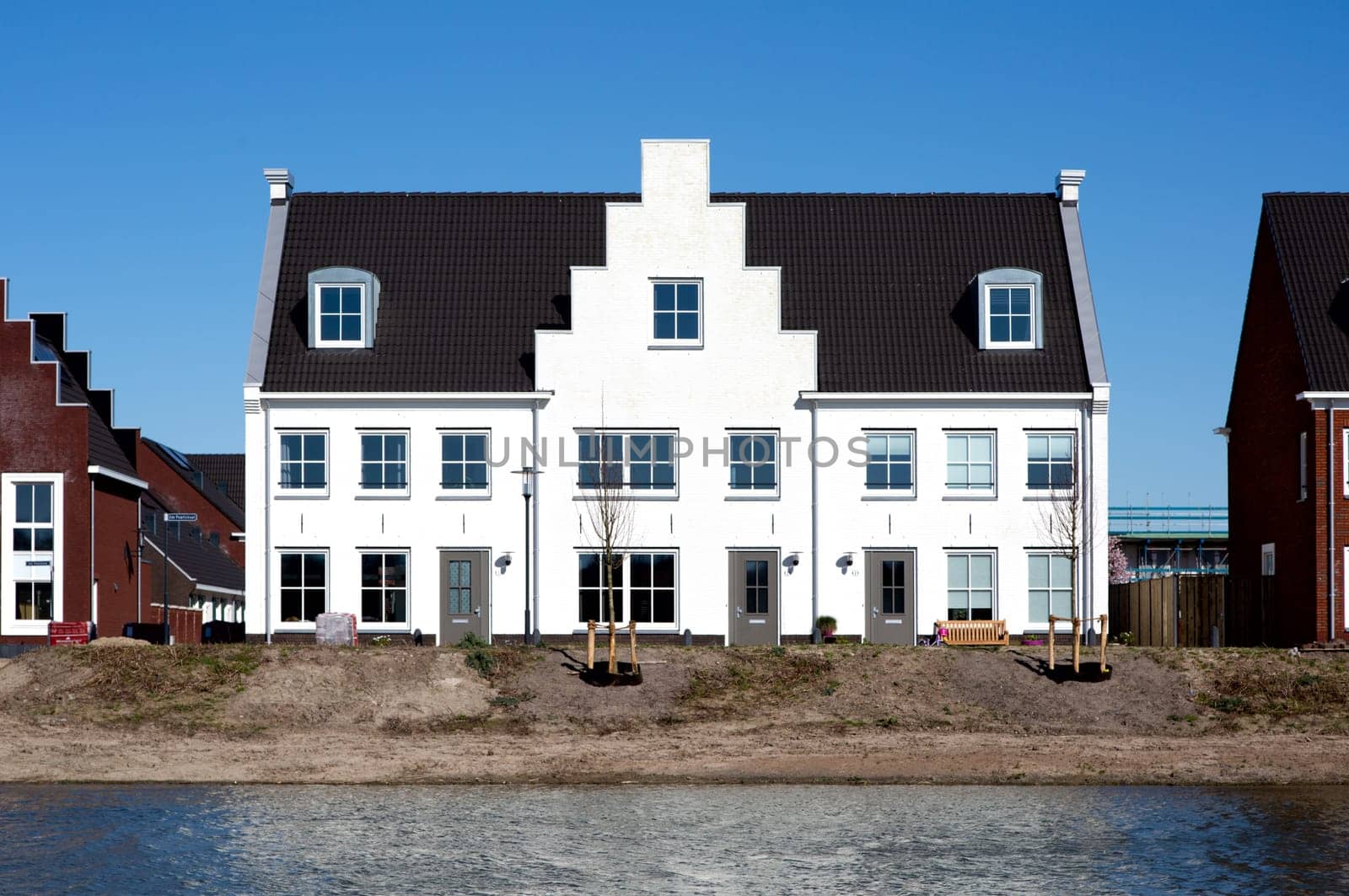 Vianen, The Netherlands - March 22, 2020, Housing development on the waterfront, the Netherlands..