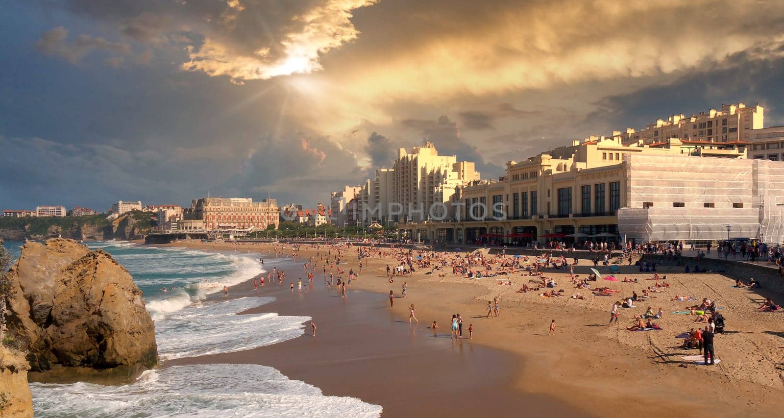 the waves ocean of the Biarritz beach