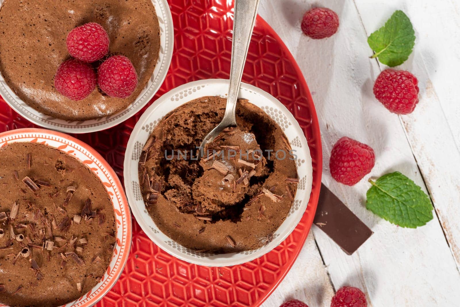 close up of a dark chocolate mousse