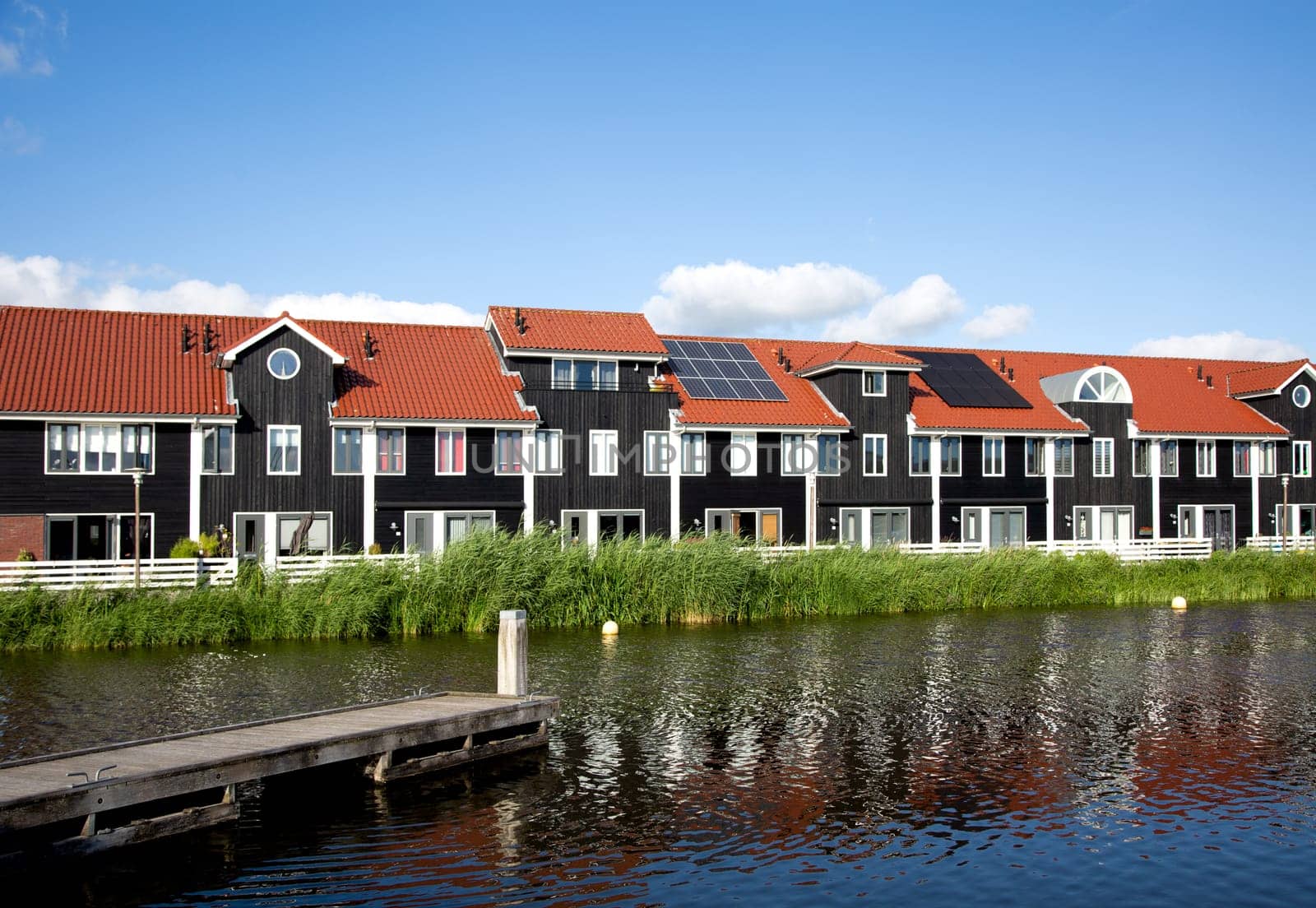 Groningen, The Netherlands - July 7 2019, Homes at the Reitdiep ciy marina in Groningen, the Netherlands..