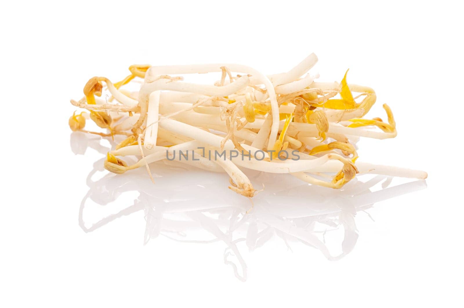 Raw mung bean close-up white isolated