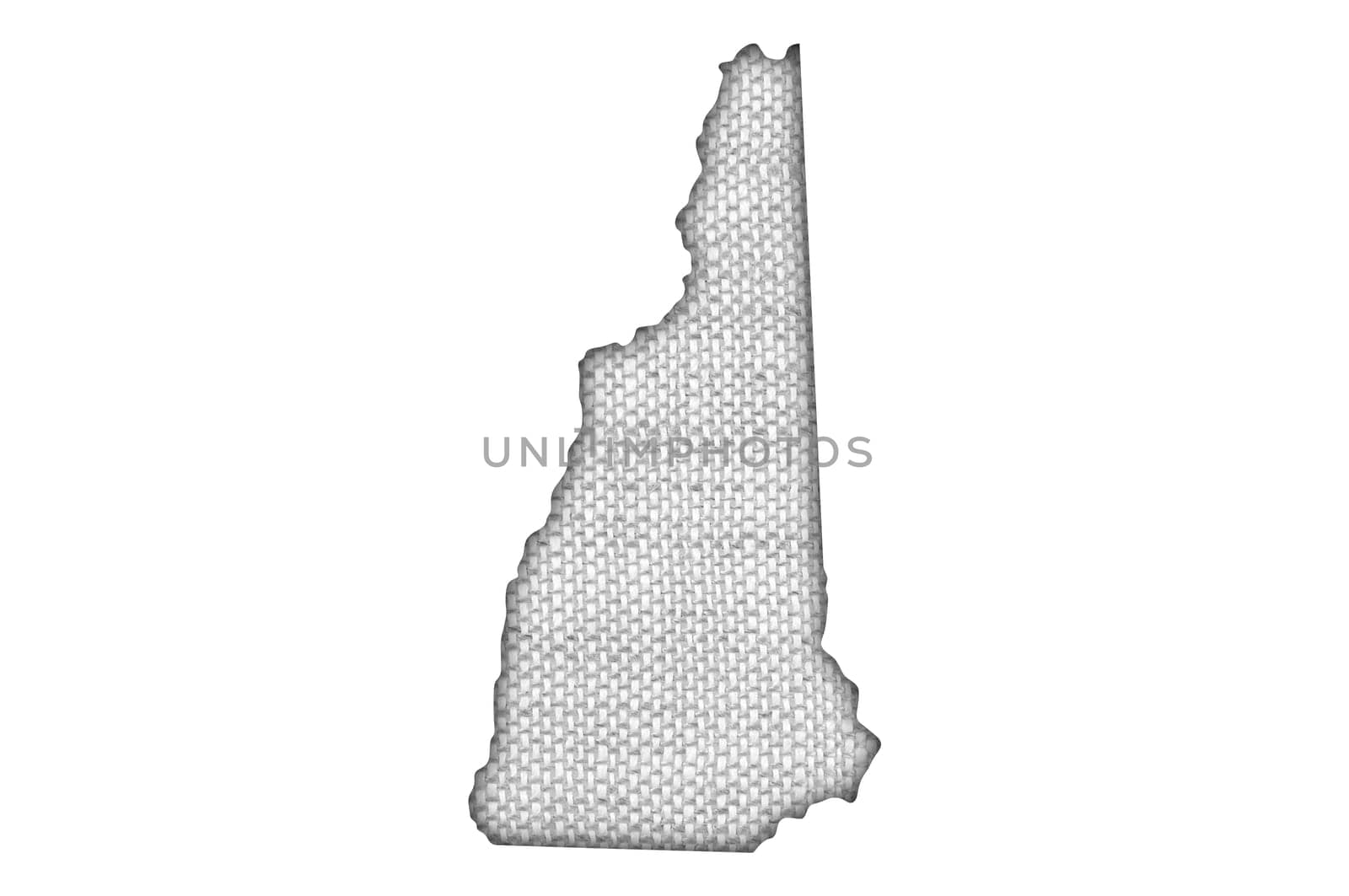 Map of New Hampshire on old linen