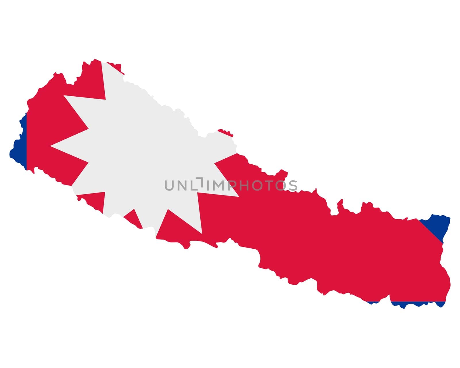 Fahne in Landkarte von Nepal
