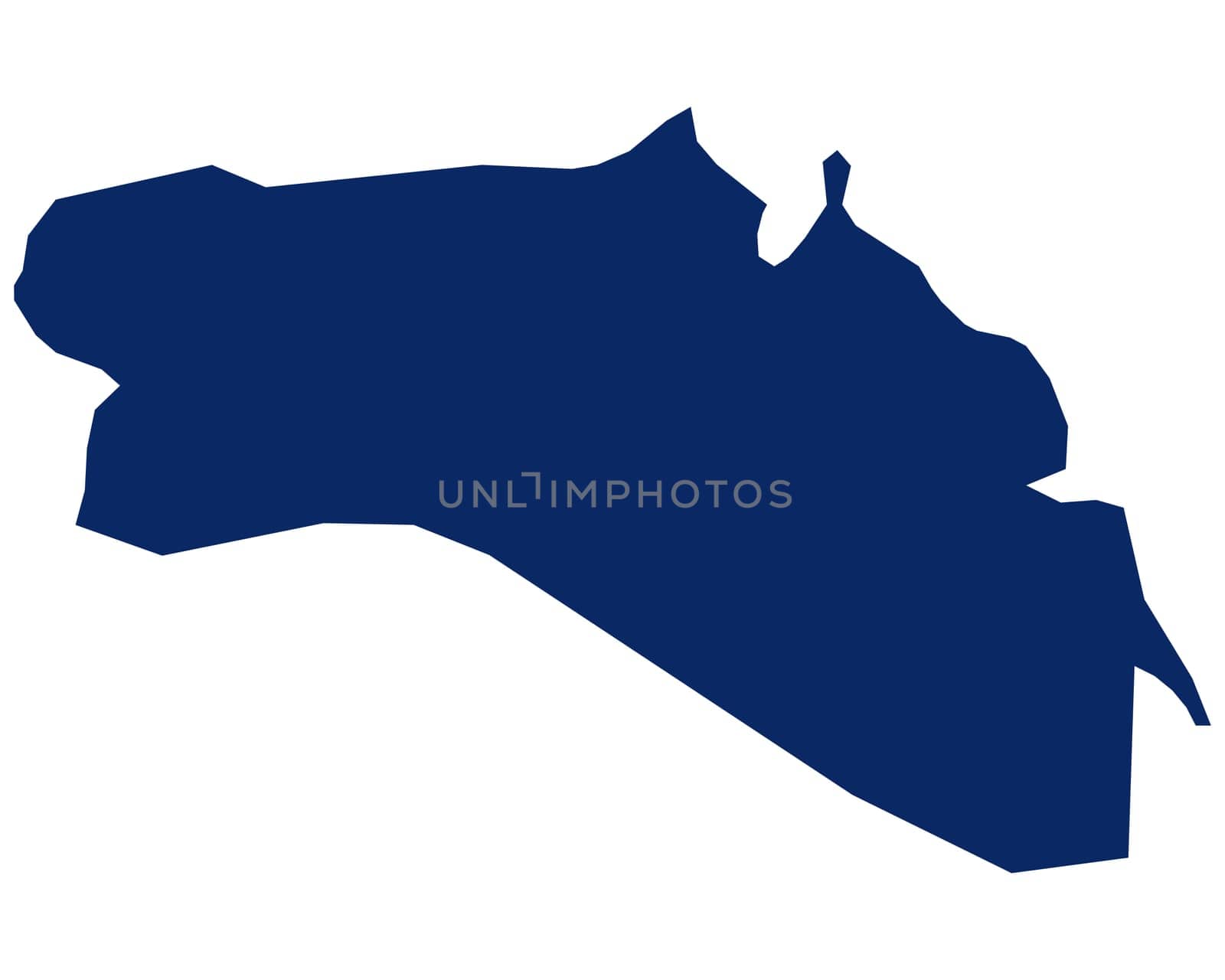 Karte von Menorca in blauer Farbe