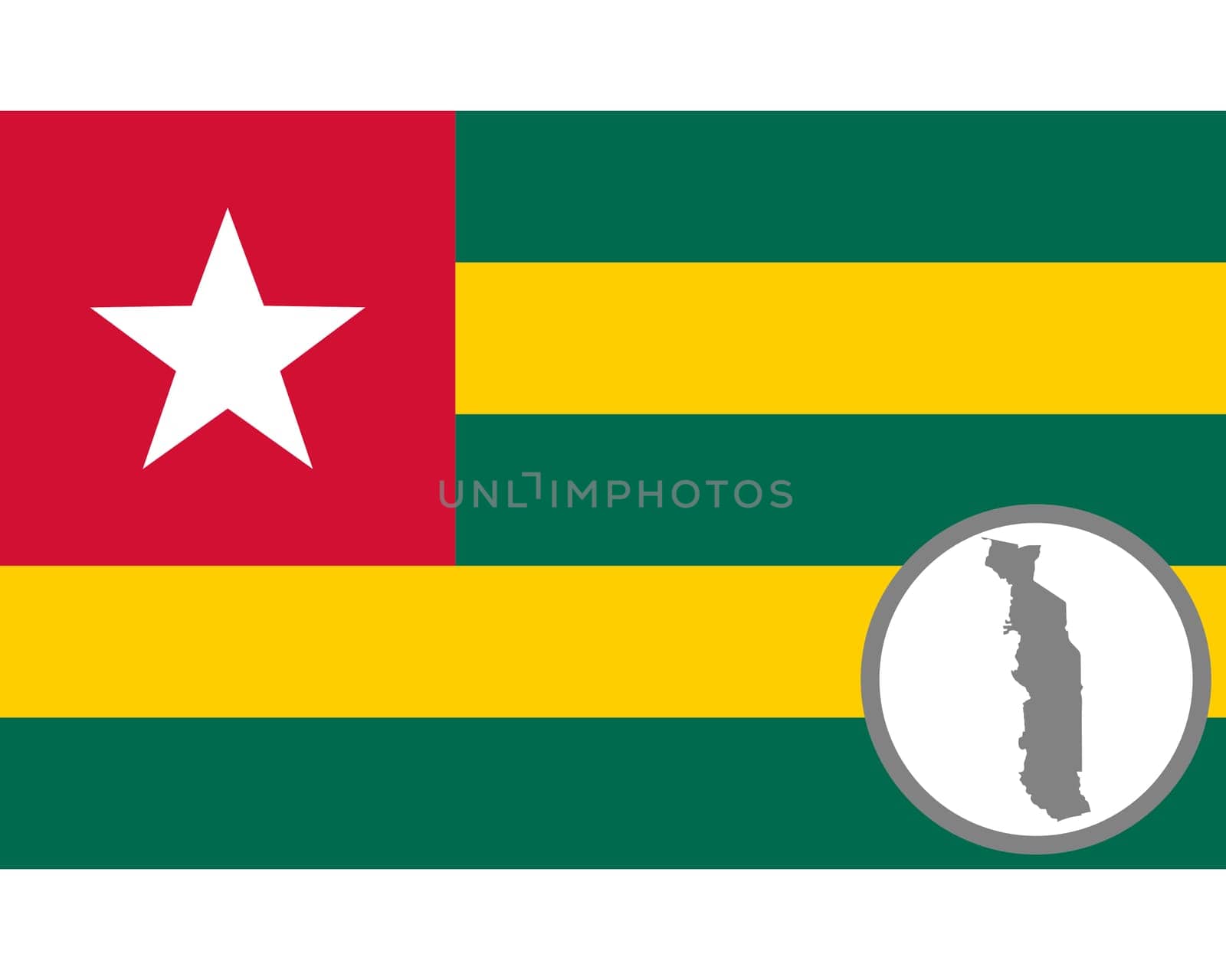 Fahne und Landkarte von Togo