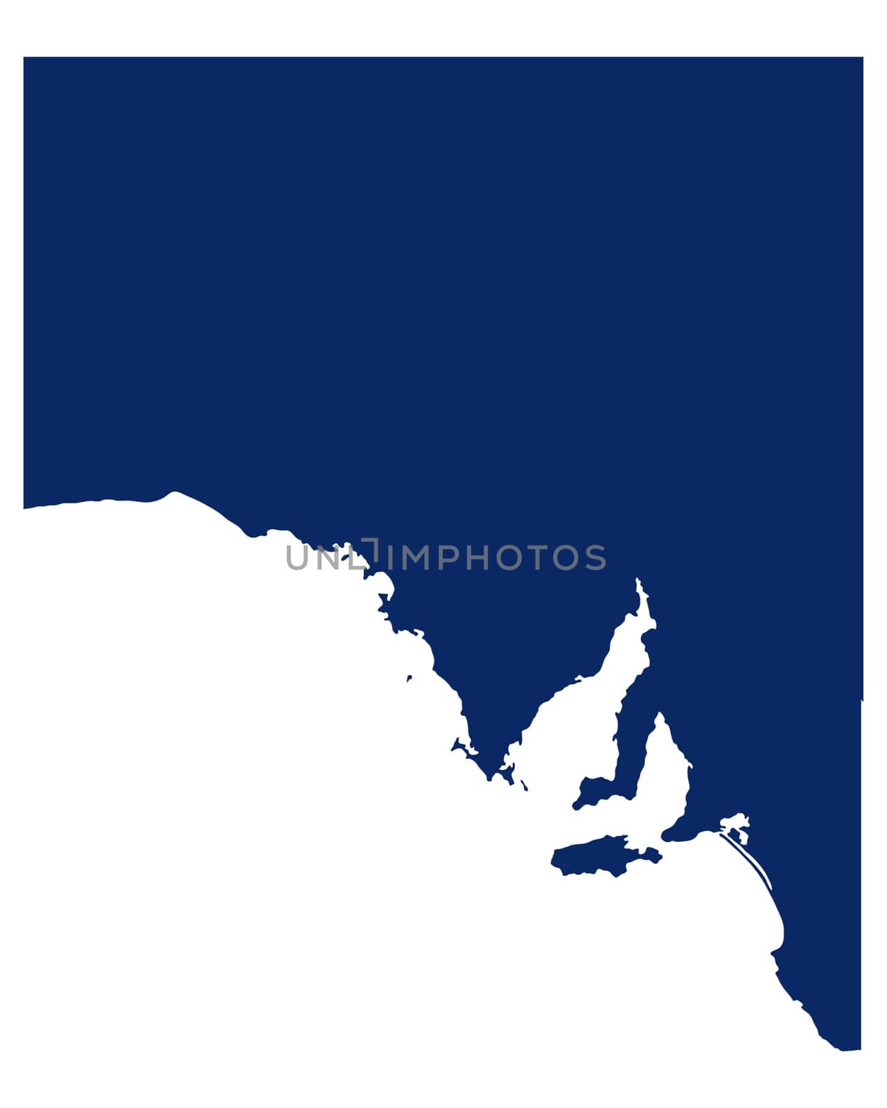 Karte von South Australia in blauer Farbe