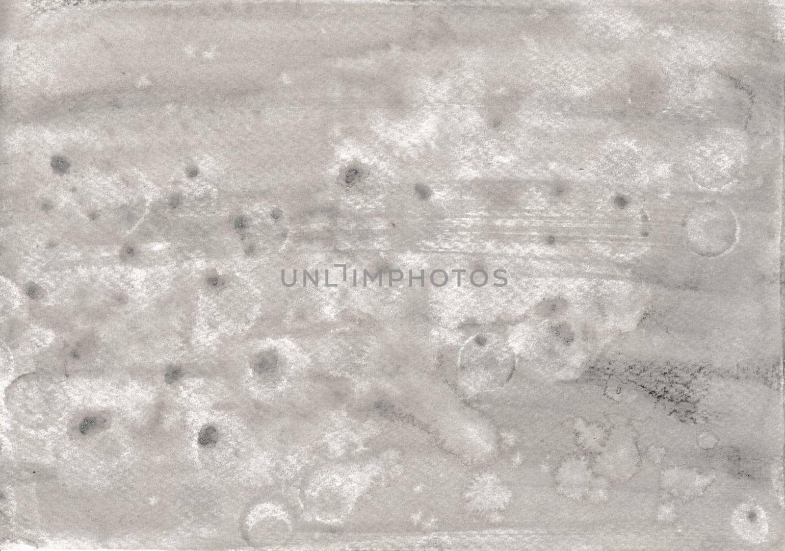 Watercolor wash background with stains and stripes in grey