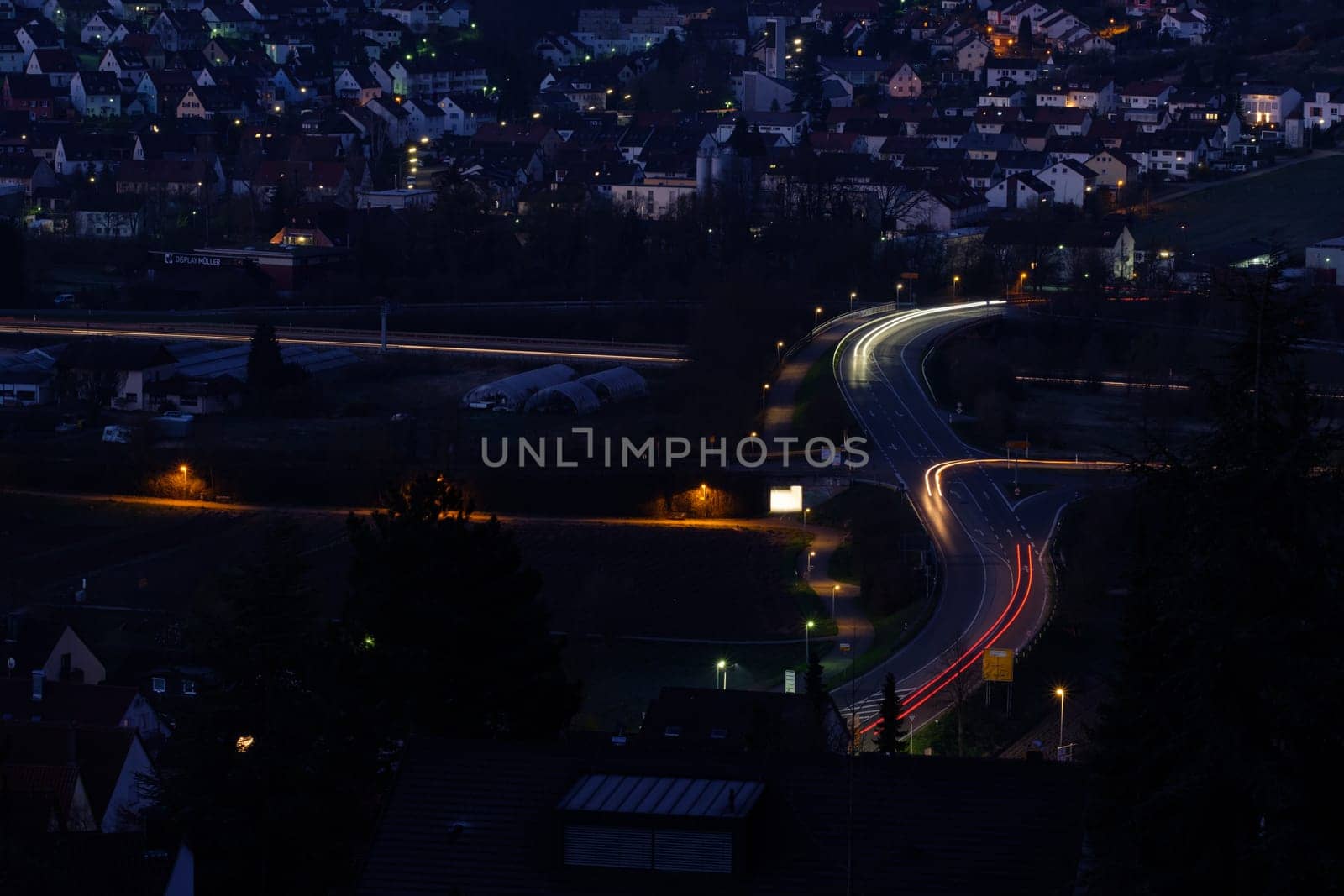 Car light trails in the night of citiyscape