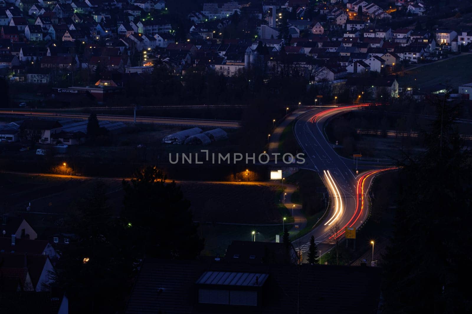 Car lights trails in the night