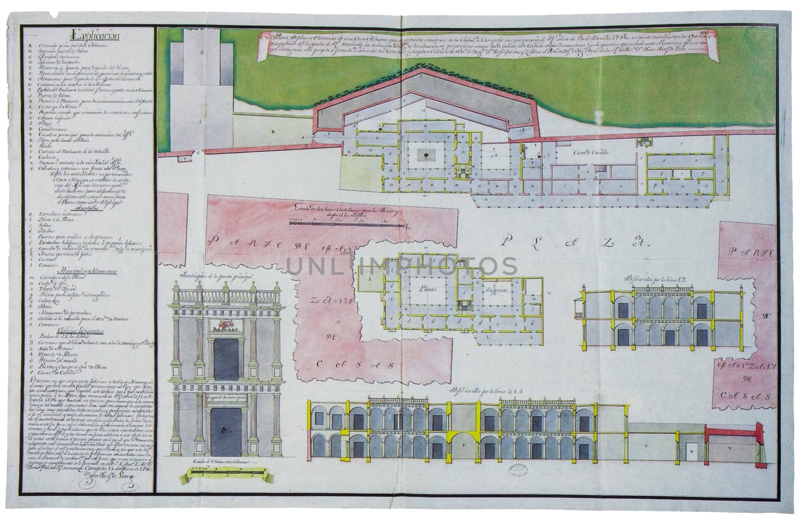 Campeche Customs, 1786. Plan and elevation of buidling by Juan Jose de Leon. General Archive of the Indies