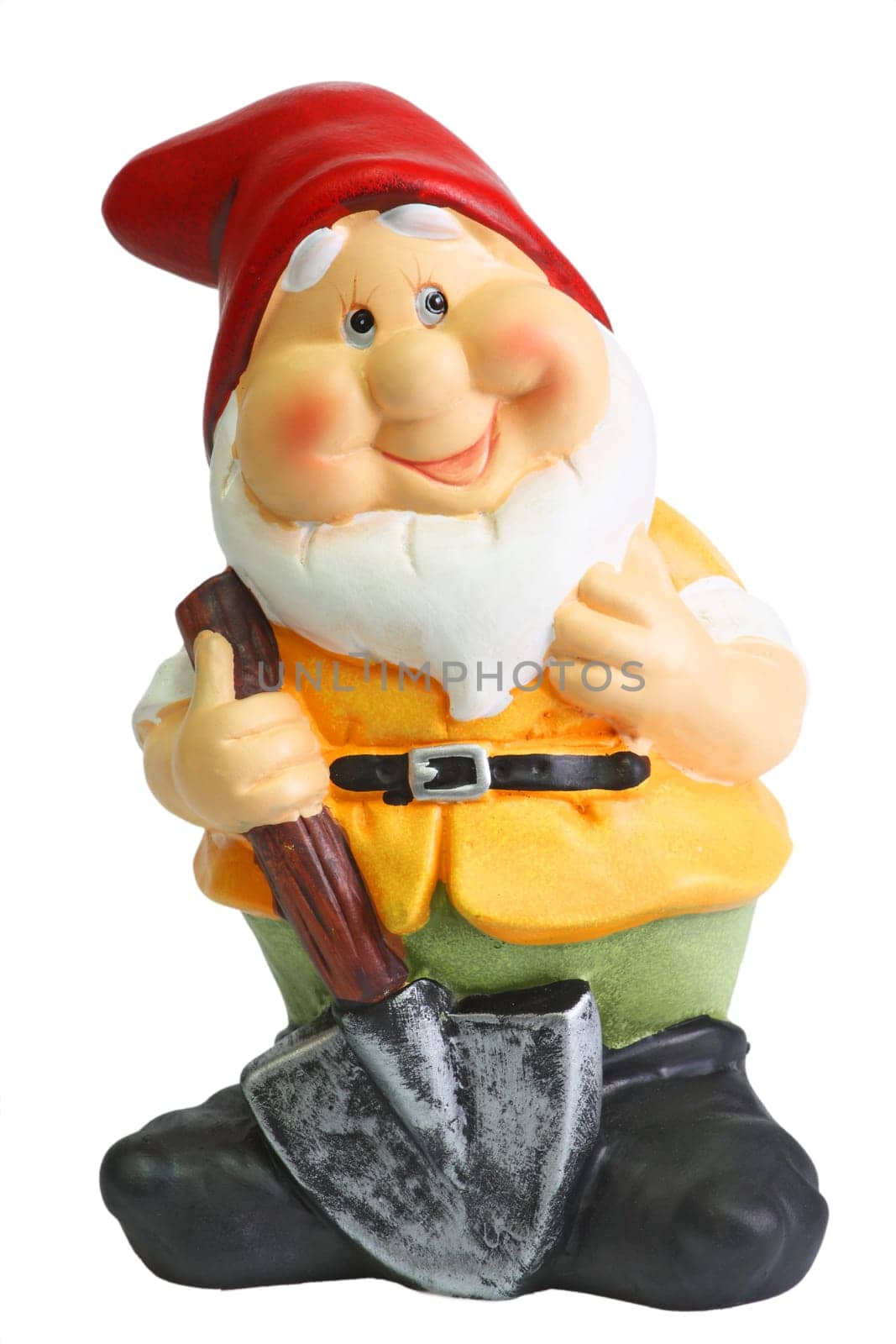 The Classic Garden Gnome Statue isolated on white background