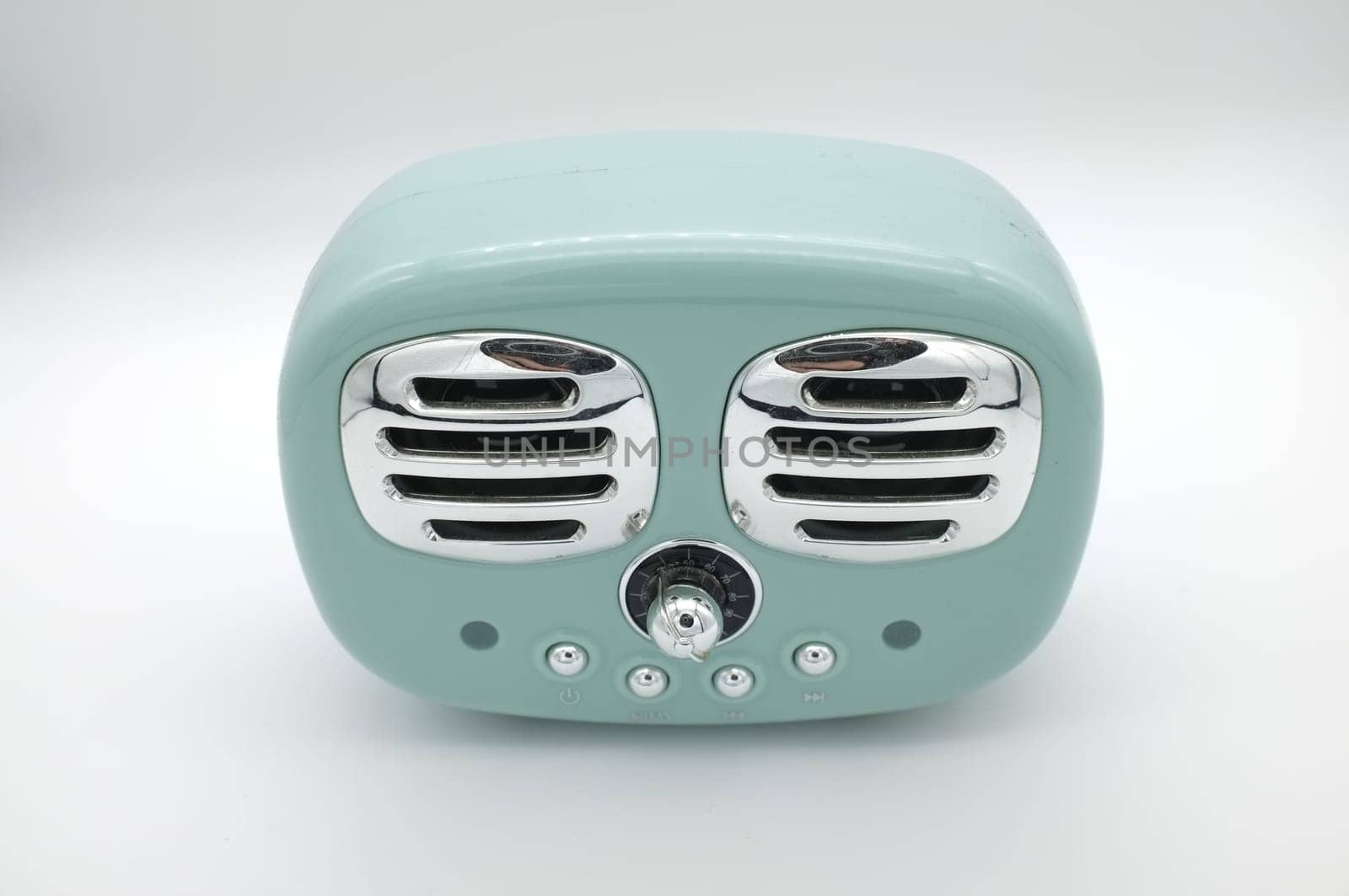 grungy retro green Speaker  on isolated white background