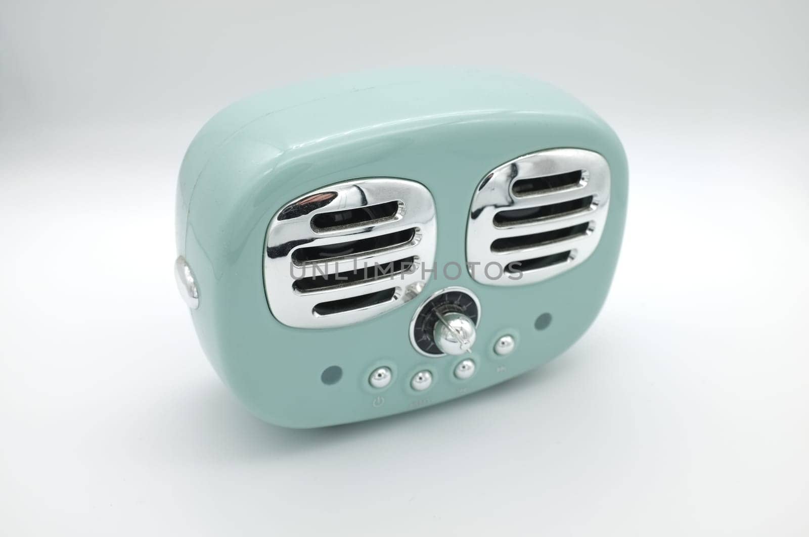 grungy retro green Speaker  on isolated white background