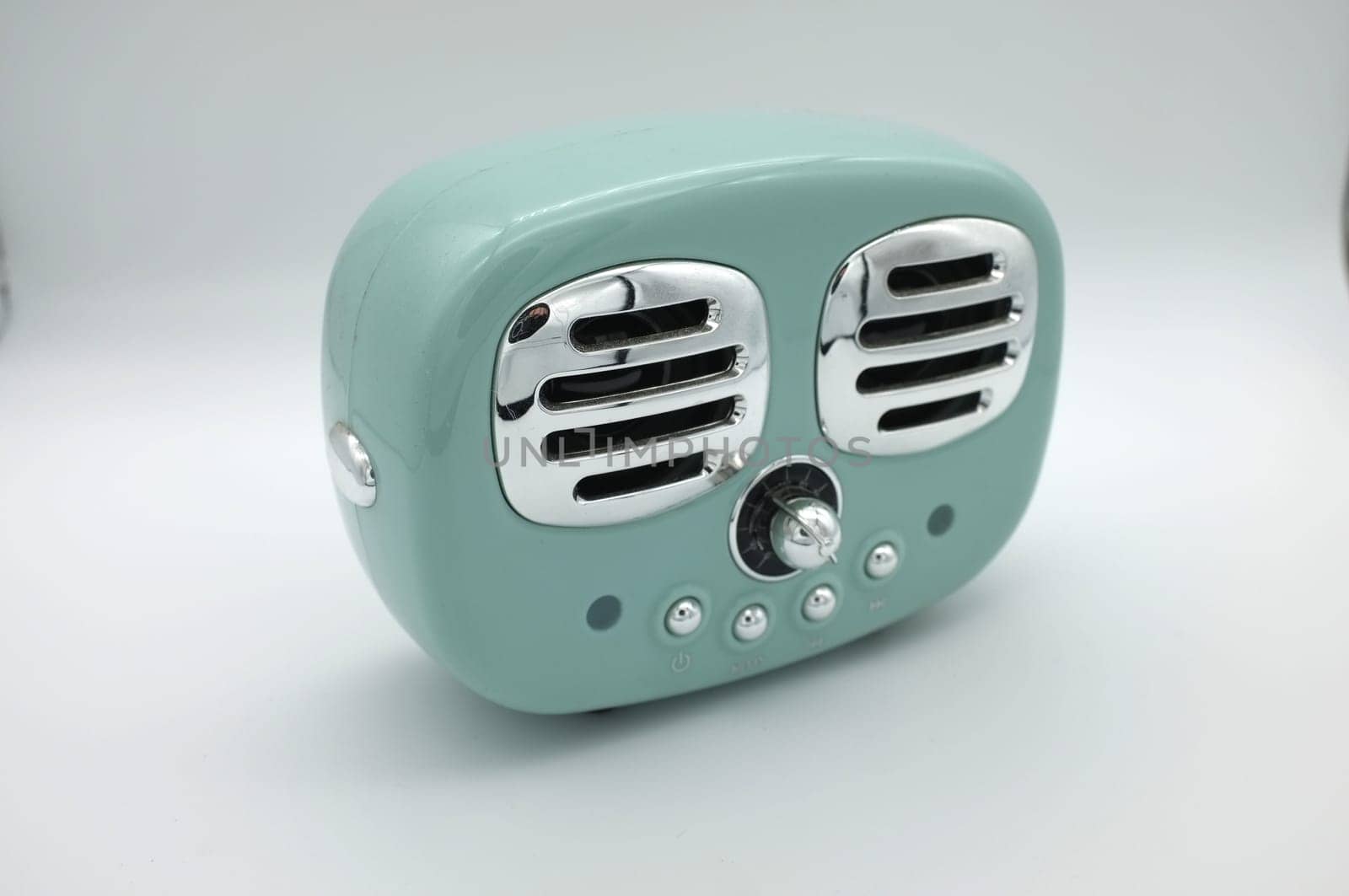 grungy retro green Speaker  on isolated white background