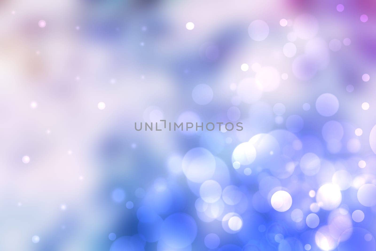 Abstract gradient blue light pink background texture with blurred bokeh circles and lights. Space for design. Beautiful backdrop.