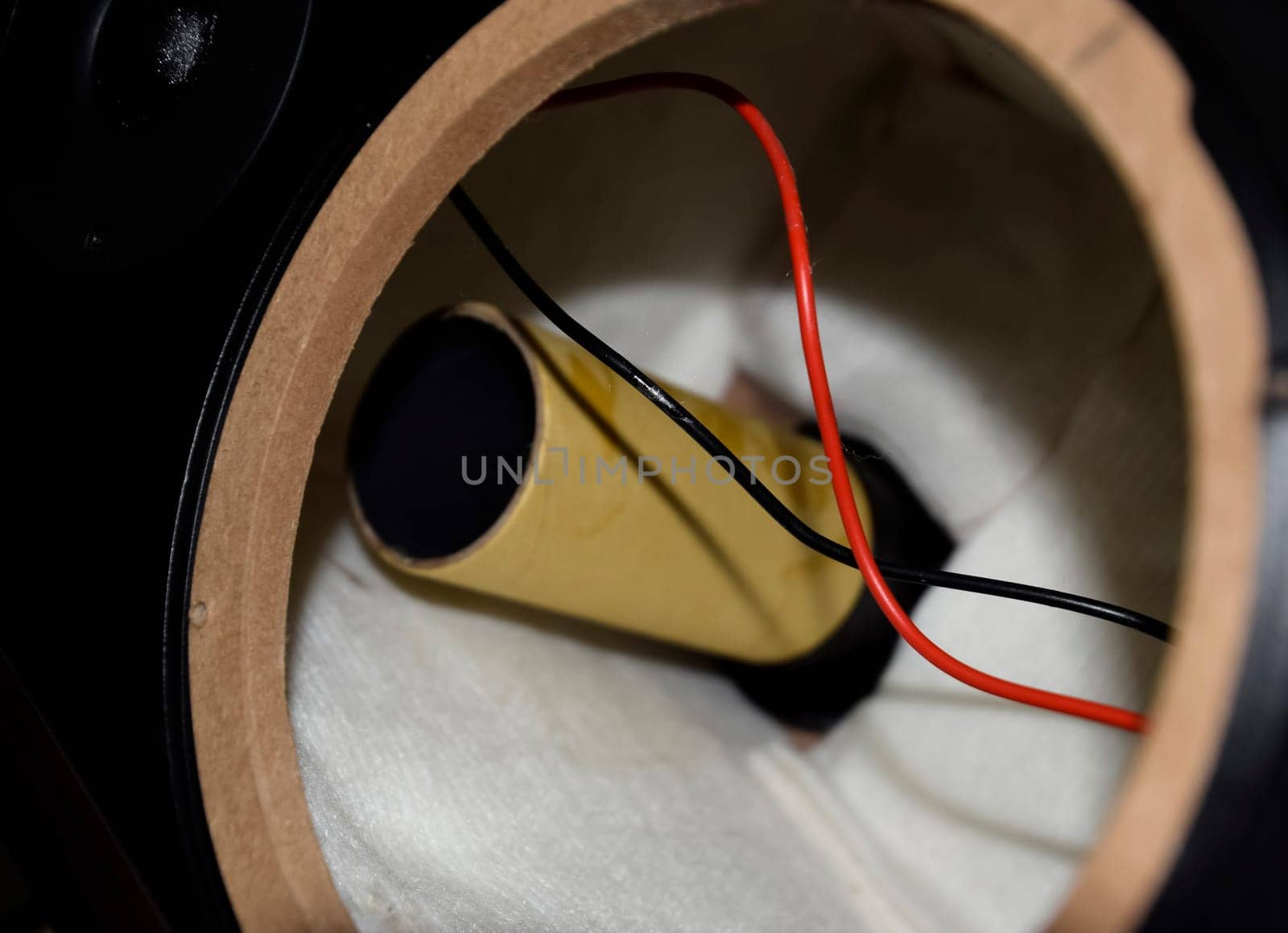 A low-frequency phaser inside the speaker system. We're taking apart the speaker.