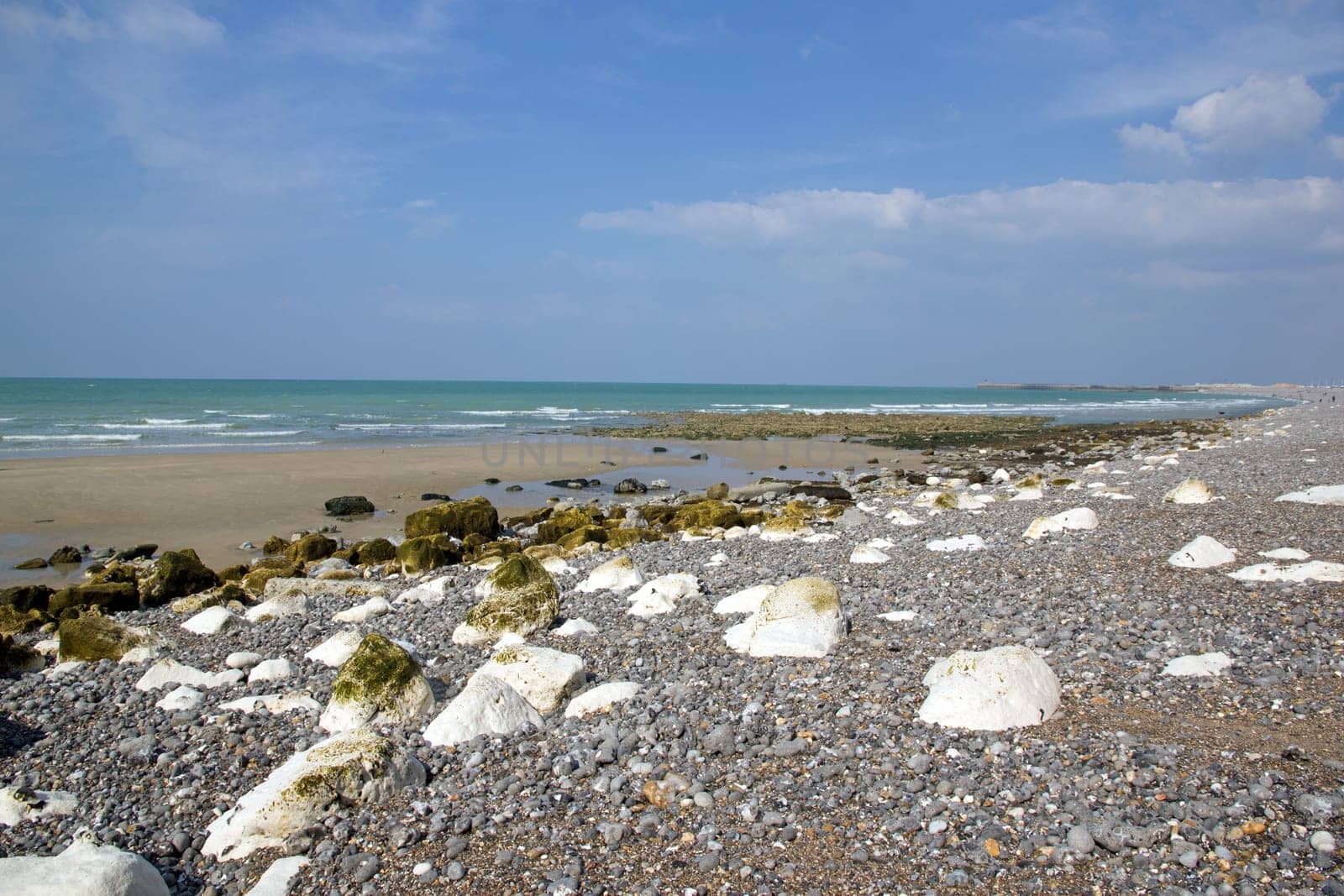 Dieppe and its famous pebbles (Normandy Seine-Maritimes). One summer day at low tide.