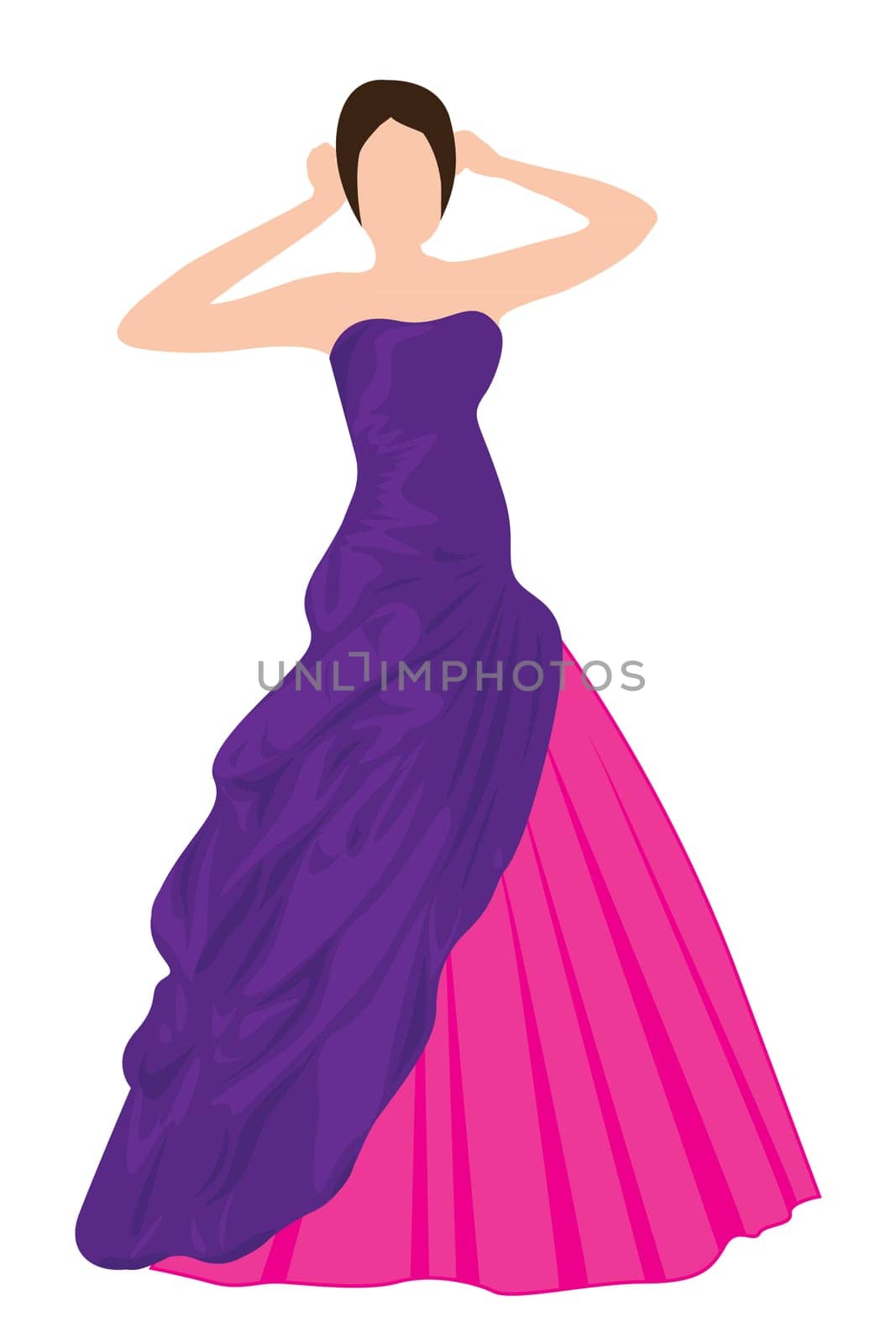 A young woman in an evening dress ready for party vector illustration on a white background