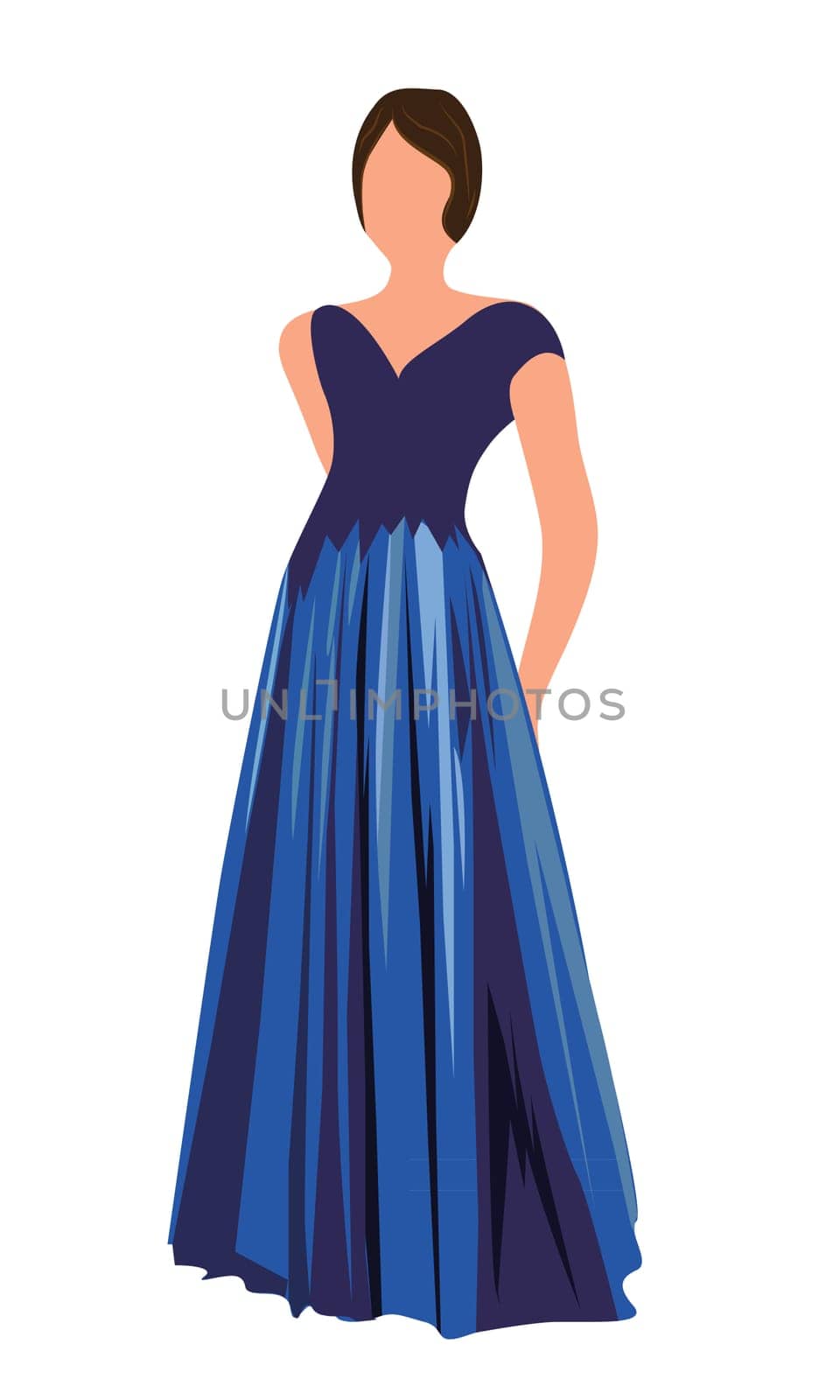 A girl in an evening dress vector illustration on a white background