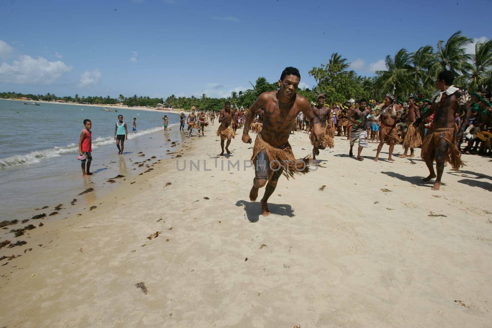 santa cruz cabralia, bahia / brazil - april 8, 2011: Pataxo Indians during the Indigenous Games of Coroa Vermelha village, in the city of Santa Cruz Cabralia.