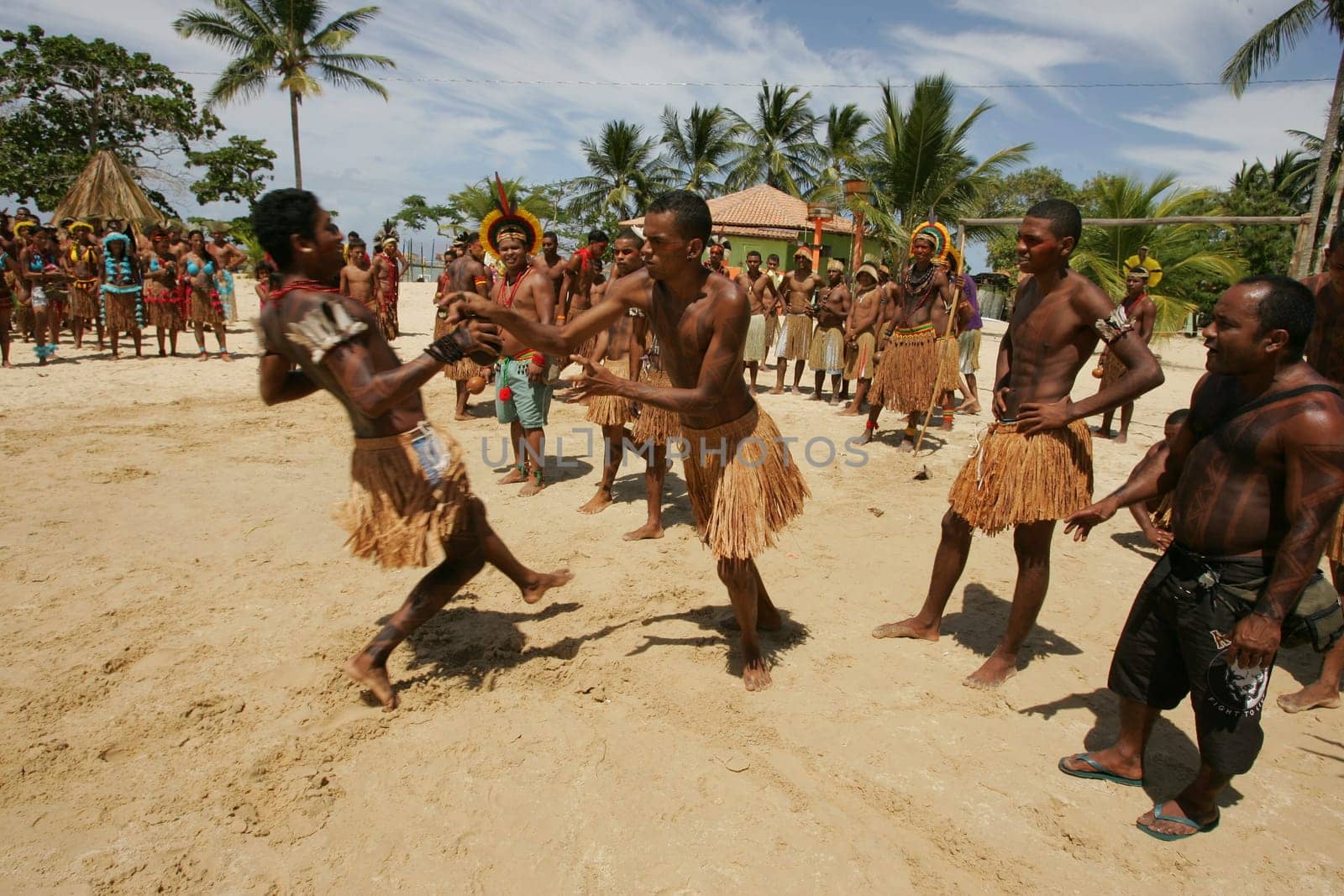 santa cruz cabralia, bahia / brazil - april 8, 2011: Pataxo Indians during the Indigenous Games of Coroa Vermelha village, in the city of Santa Cruz Cabralia.