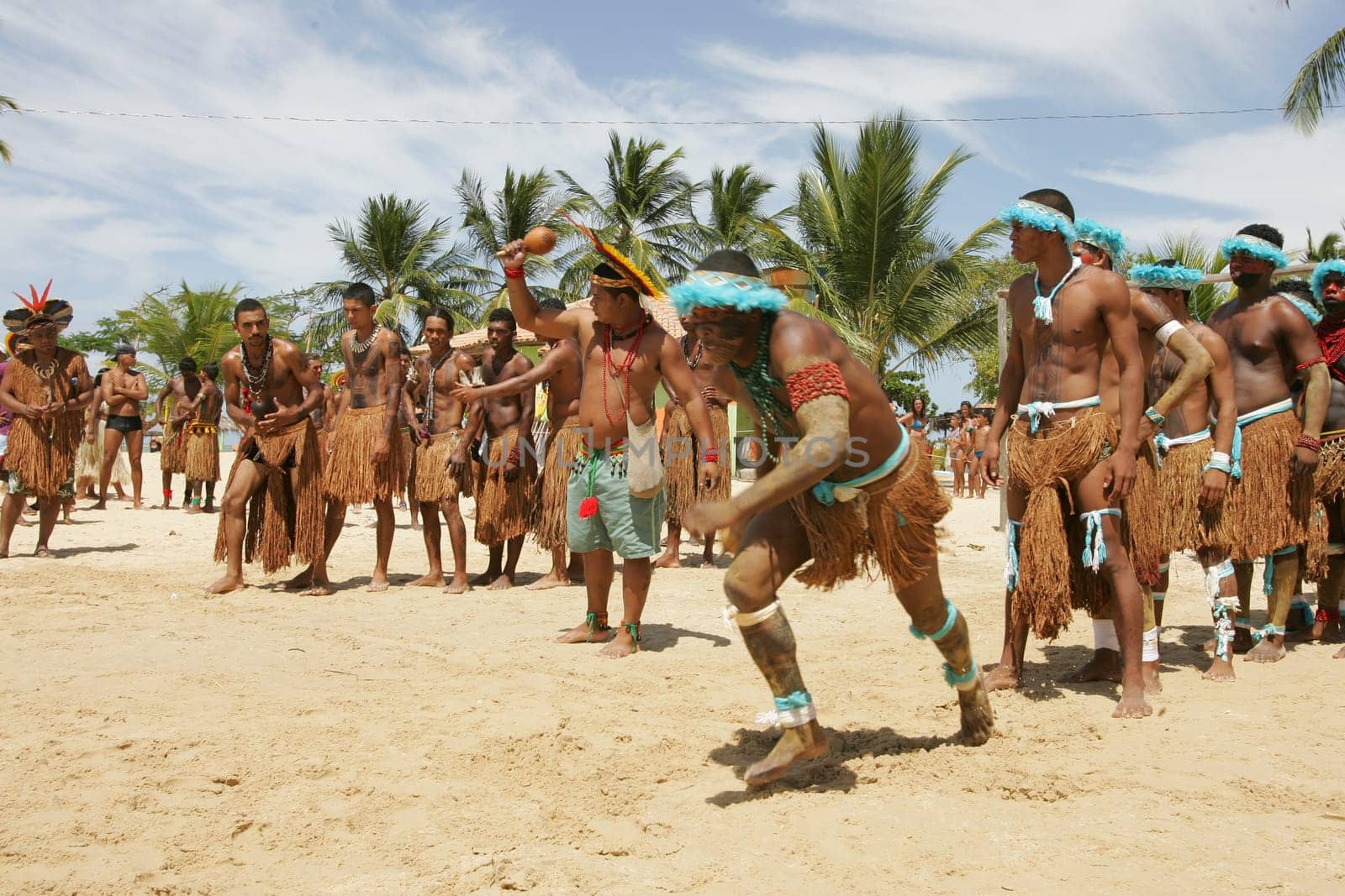 santa cruz cabralia, bahia / brazil - april 8, 2011: Pataxo Indians during the Indigenous Games of Coroa Vermelha village, in the city of Santa Cruz Cabralia.