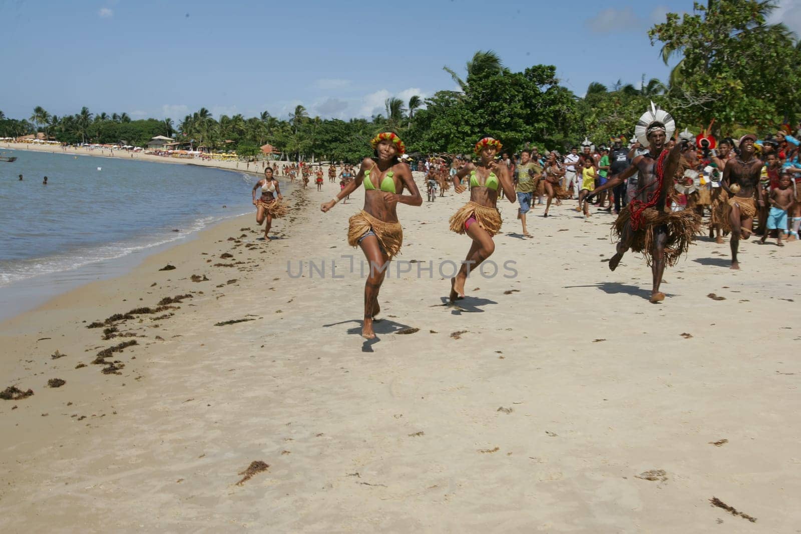 santa cruz cabralia, bahia / brazil - april 8, 2011: Pataxo Indians during the Indigenous Games of Coroa Vermelha village, in the city of Santa Cruz Cabralia.