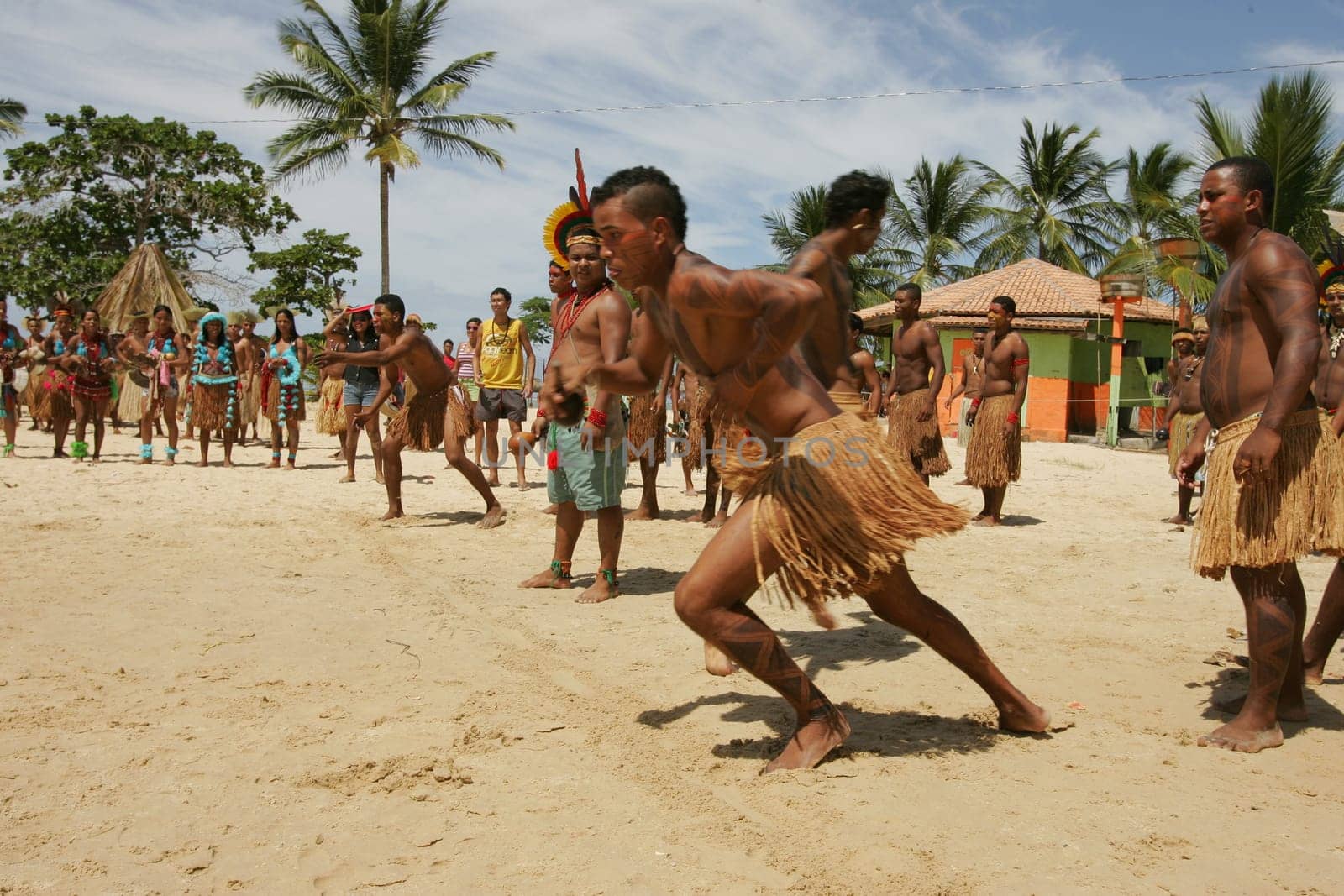 santa cruz cabralia, bahia / brazil - april 8, 2011: Pataxo Indians during the Indigenous Games of Coroa Vermelha village, in the city of Santa Cruz Cabralia.