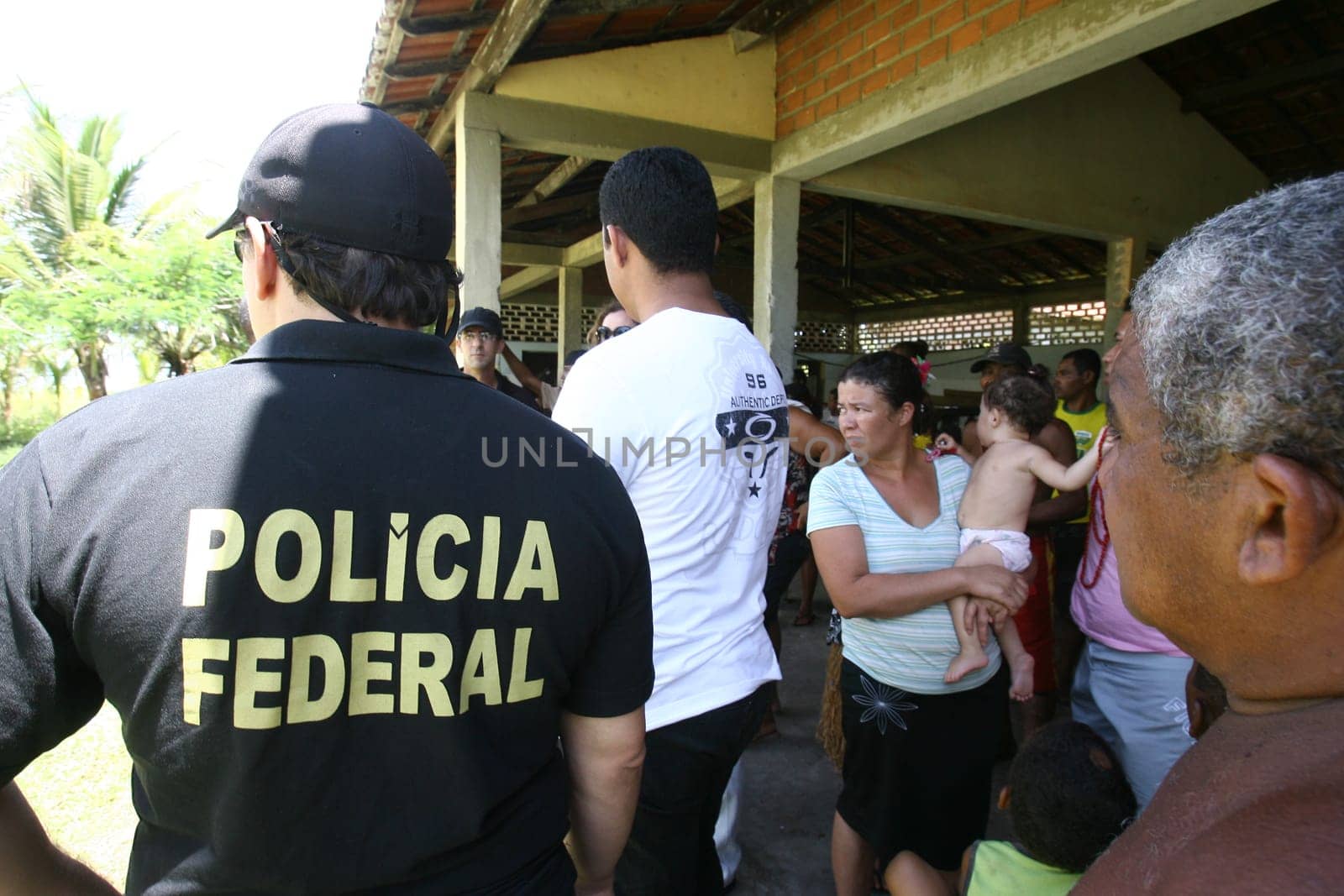 ilheus, bahia / brazil - february 1, 2012: Federal Police officers carry out the reinstatement warrant of the farm occupied by the Tupinamba Indio in Ilheus.