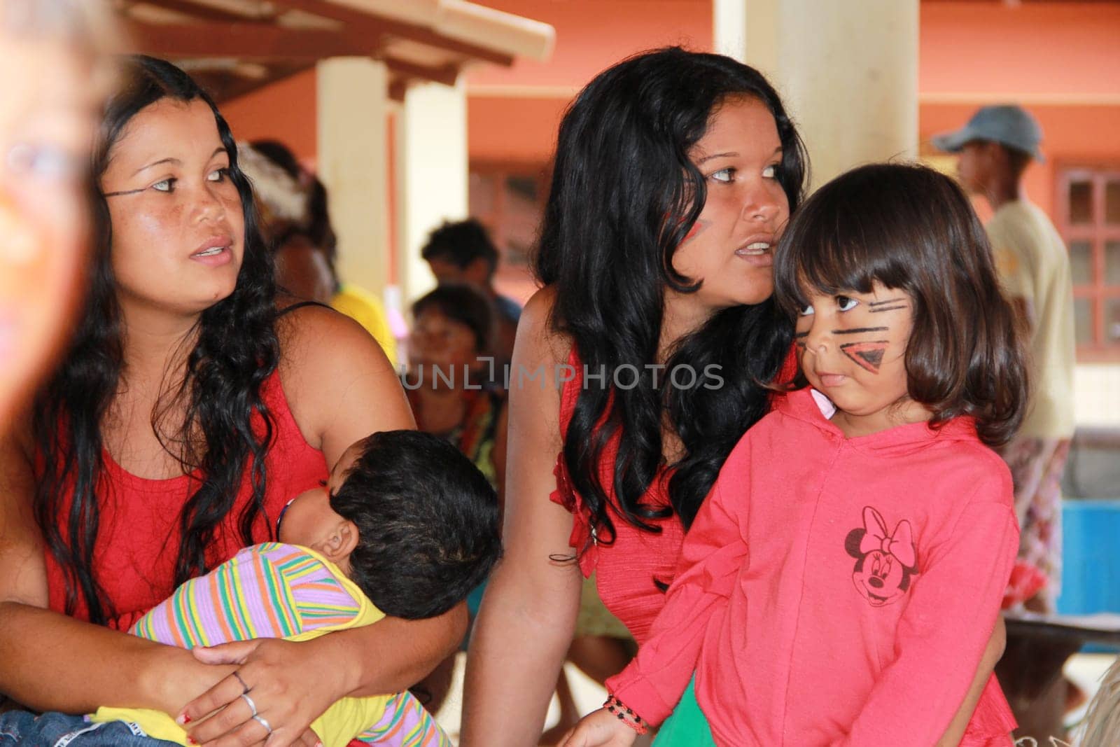 pau brasil, bahia / brazil - may 10, 2012: Pataxo Hahahae indigenous people are seen during a celebration in a public school in the municipality of Pau Brazil.