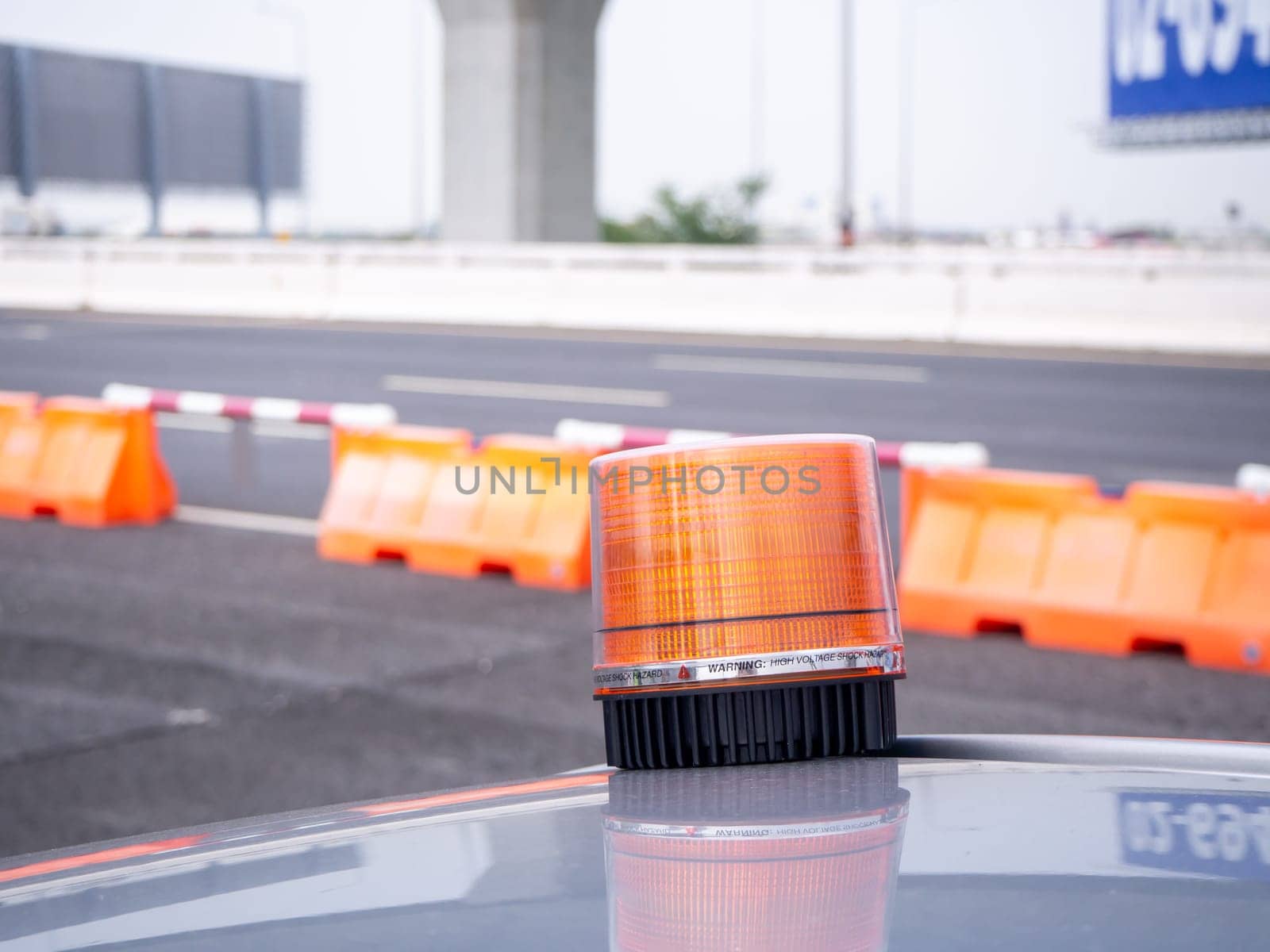 plastic road fencing on the street of a modern